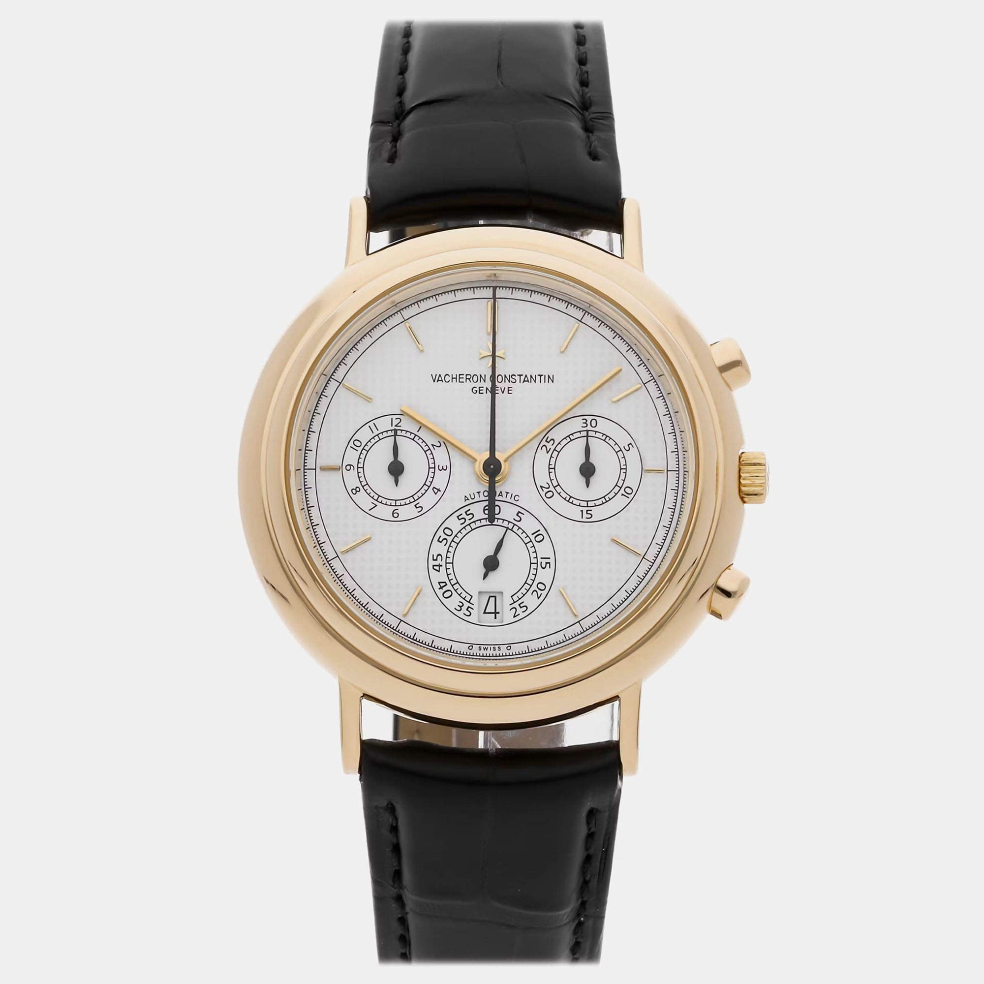 مملوكة مسبقًا Vacheron Constantin Patrimony 49003/000J-7871 Automatic Chronograph White Dial 18k Yellow Gold Men's Wristwatch 38mm