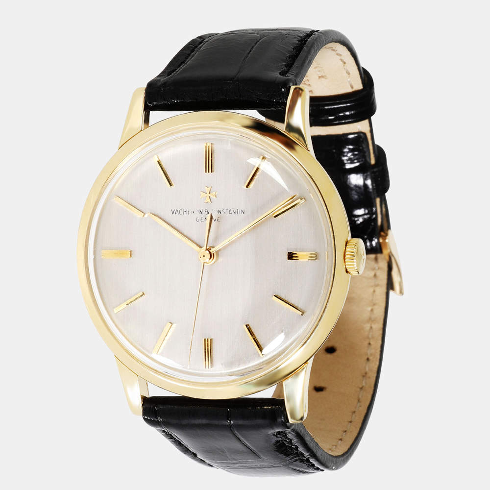 Vacheron Constantin Silver 18k Yellow Gold Classique 6268 Manual Winding Men's Wristwatch 34.5 mm