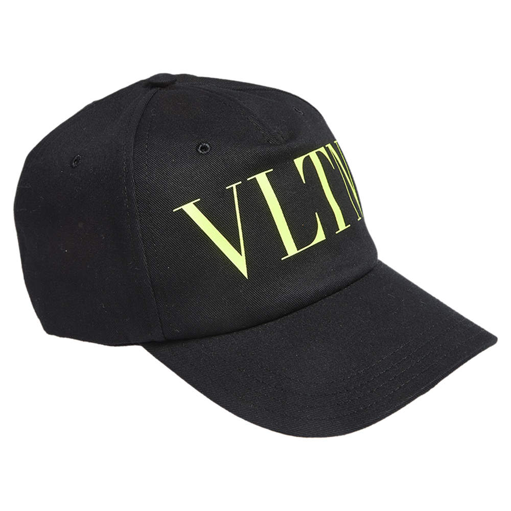 Pre Owned Valentino Black VLTN Print Cotton Baseball Cap Size 60