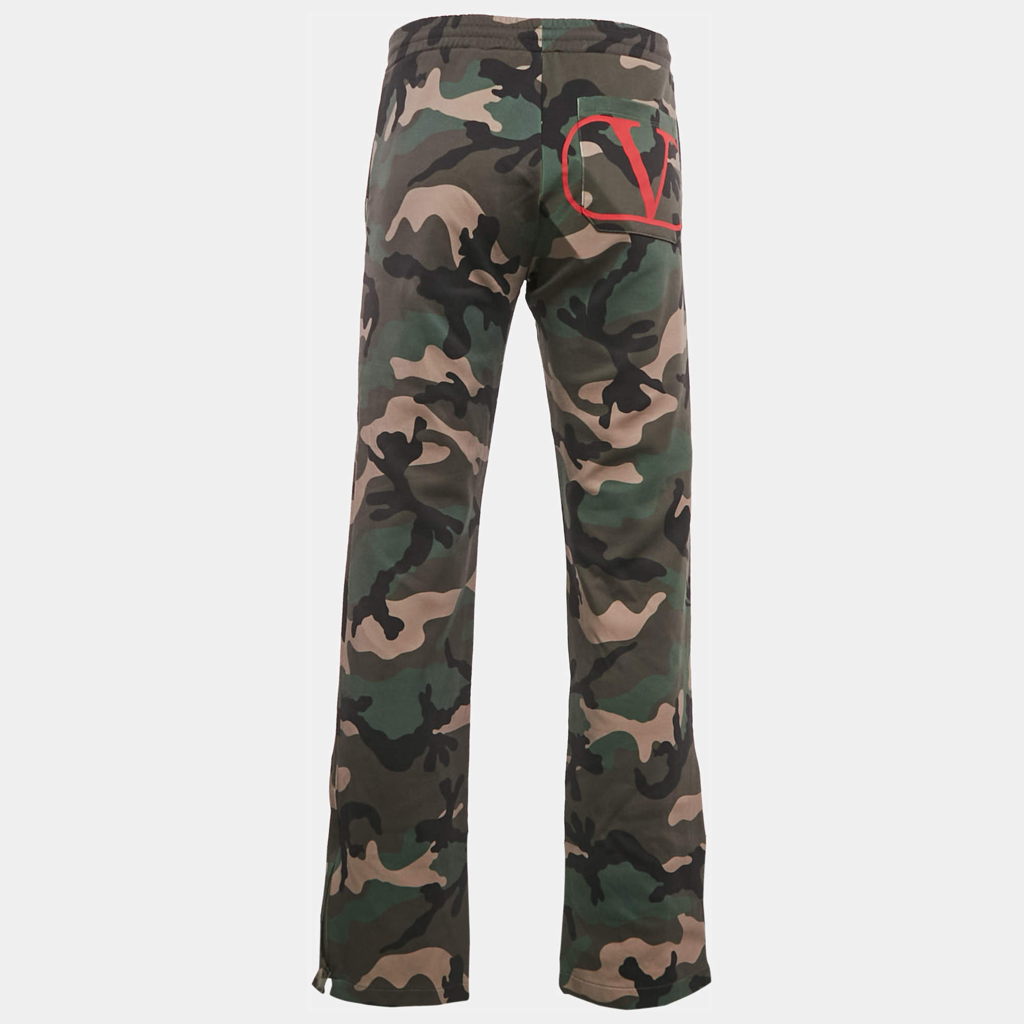 مملوكة مسبقًا Valentino Green/Multicolor Camouflage Print Cotton Blend Knit  Joggers S