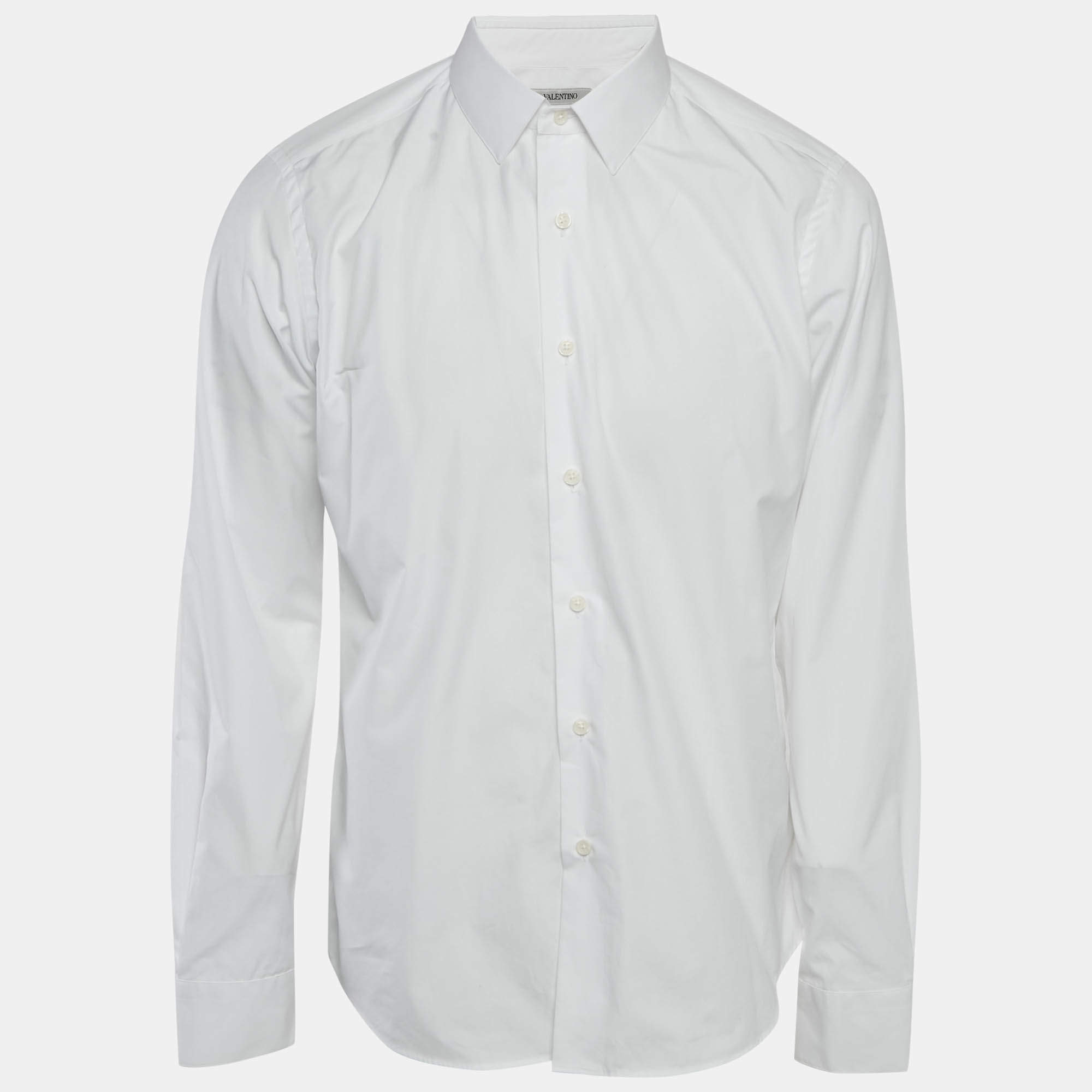 مملوكة مسبقًا Valentino White Cotton Long Sleeve Shirt XL