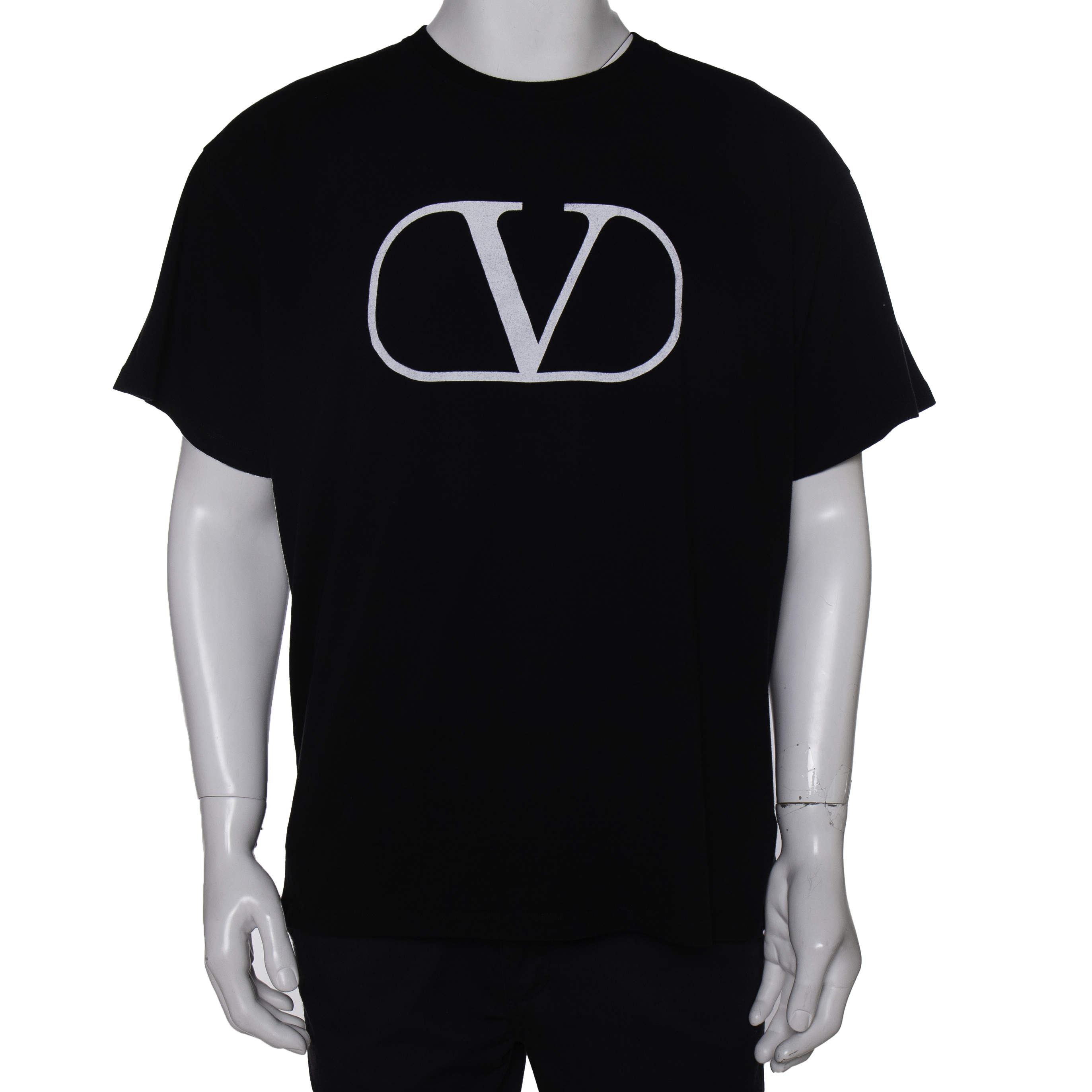 Valentino Black/White Cotton Vlogo T-Shirt Size S