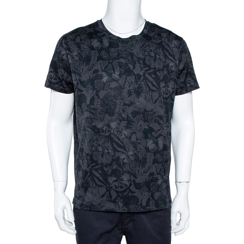 Valentino Black Rockstud Camubutterfly T-Shirt L