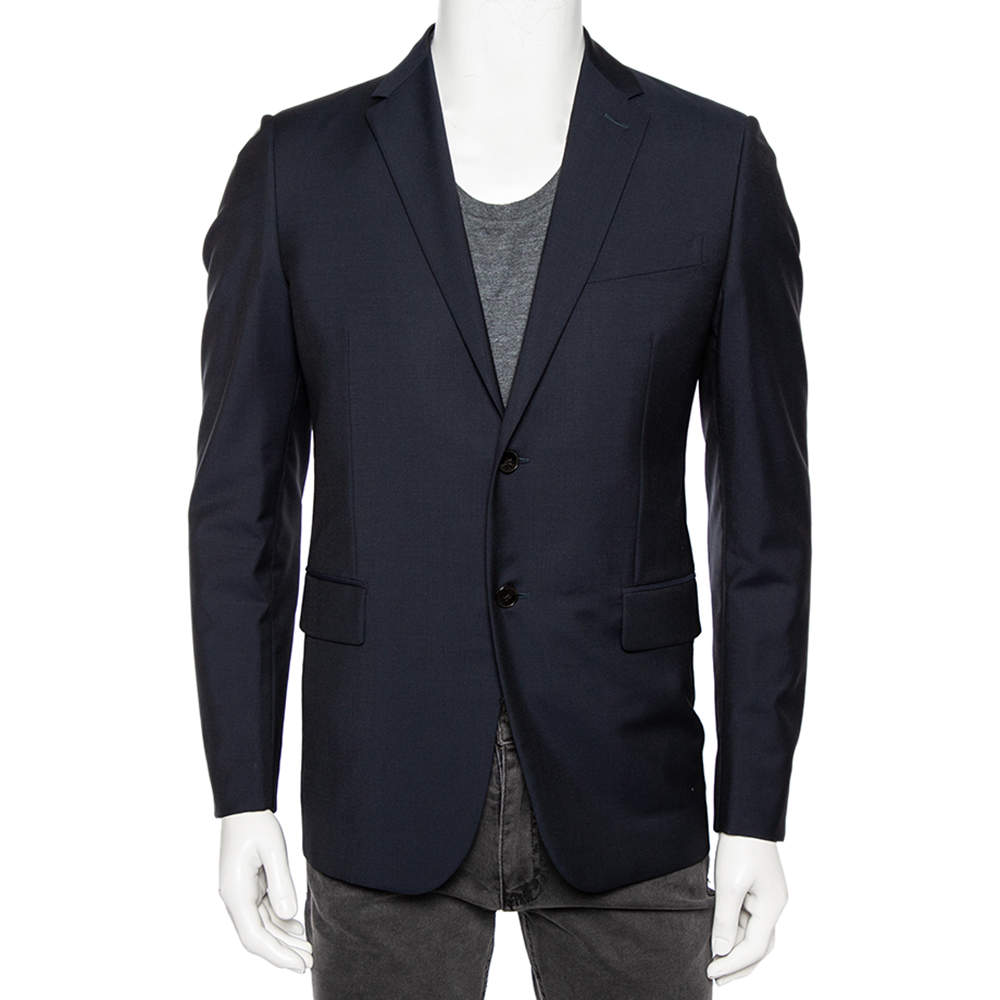 Pre Owned Valentino Navy Blue Wool Single Breasted Blazer S
