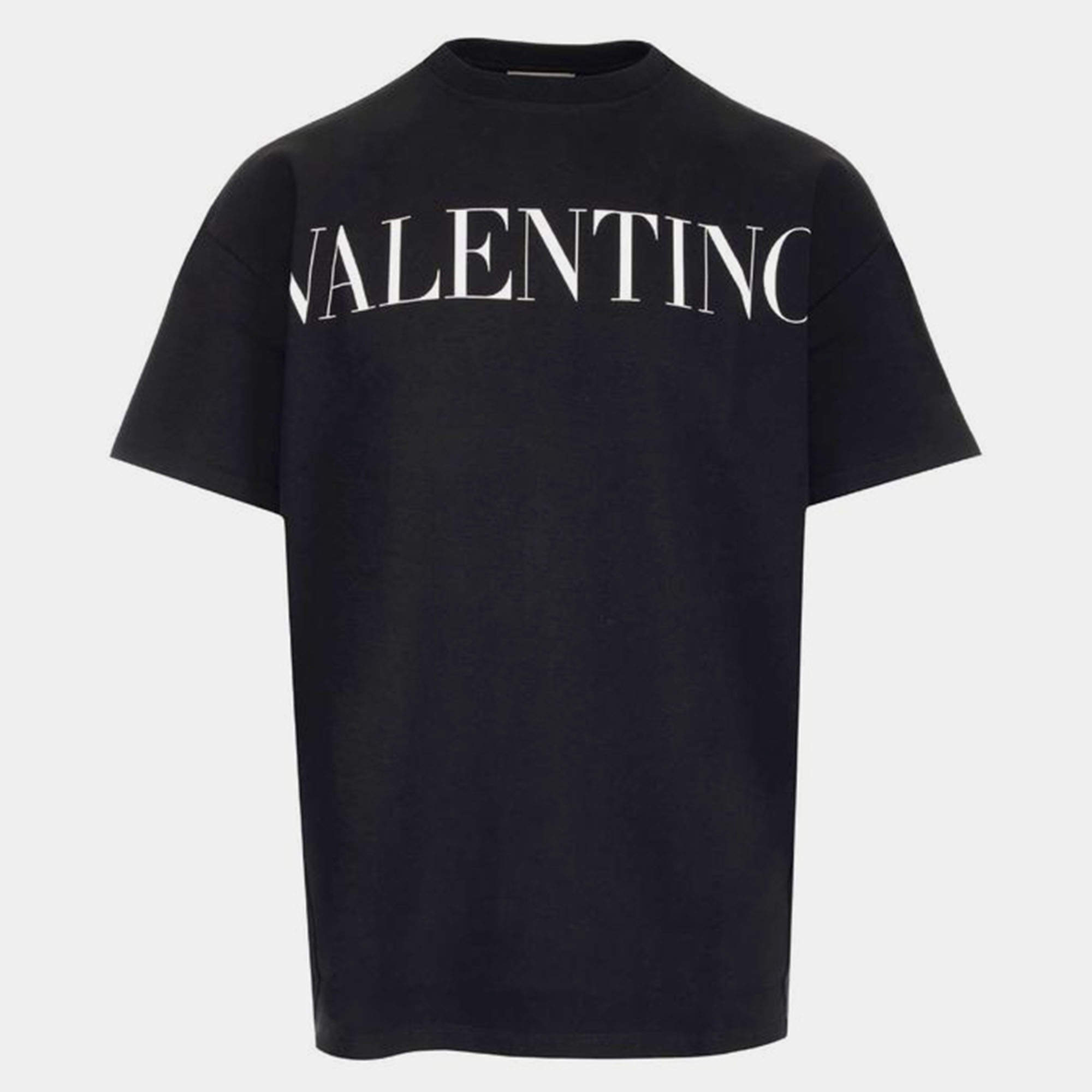 مملوكة مسبقًا Valentino Black/White Logo-Print T-Shirt S