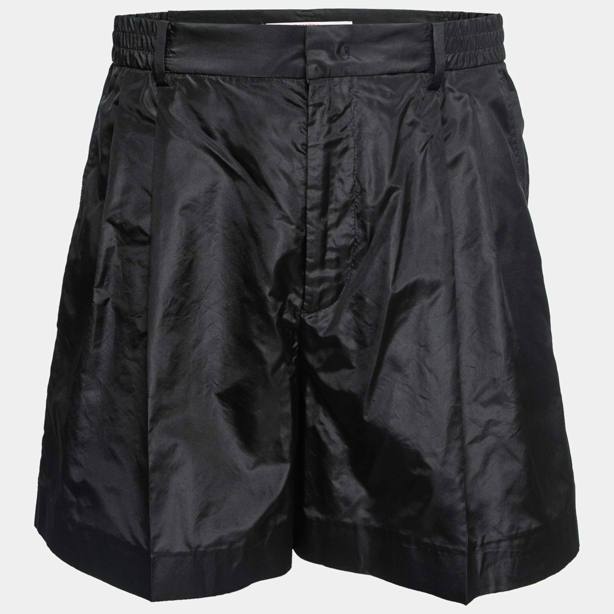 Valentino Black Silk Pleated Shorts M 