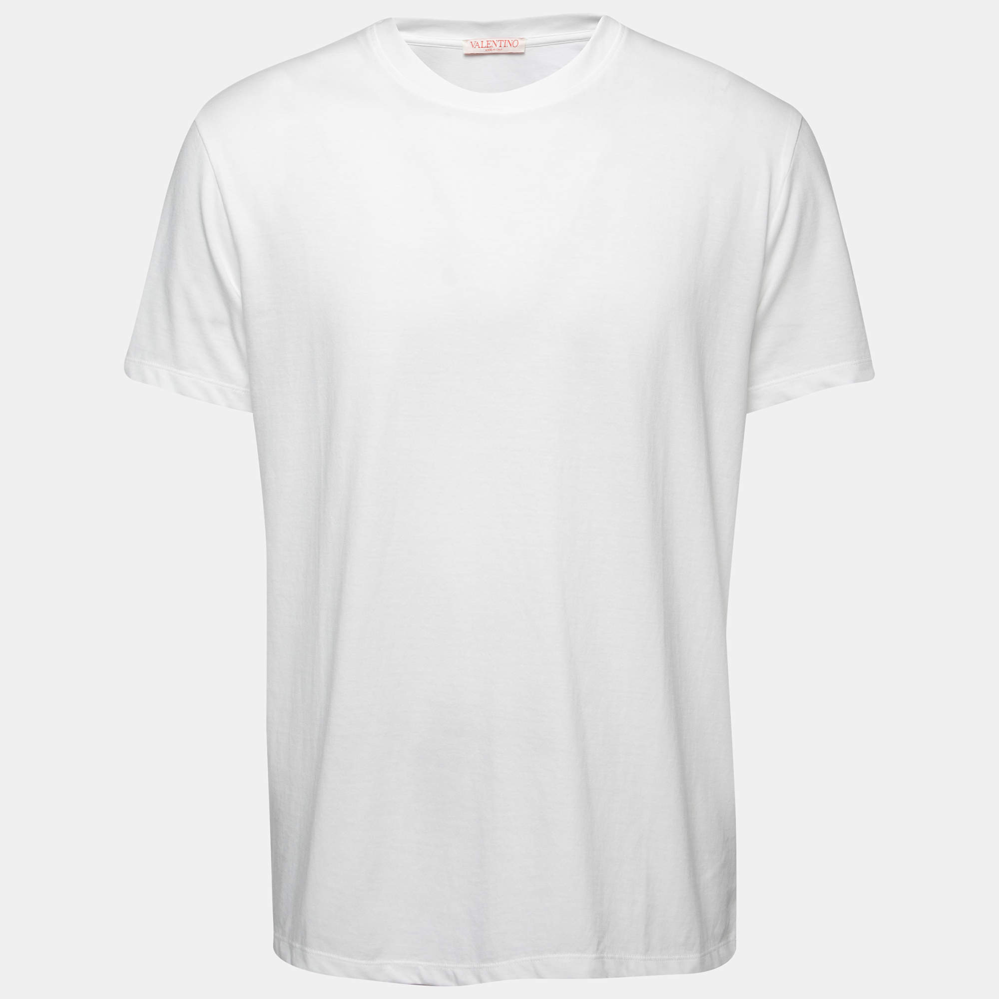 Valentino White Cotton Crew Neck T-Shirt L