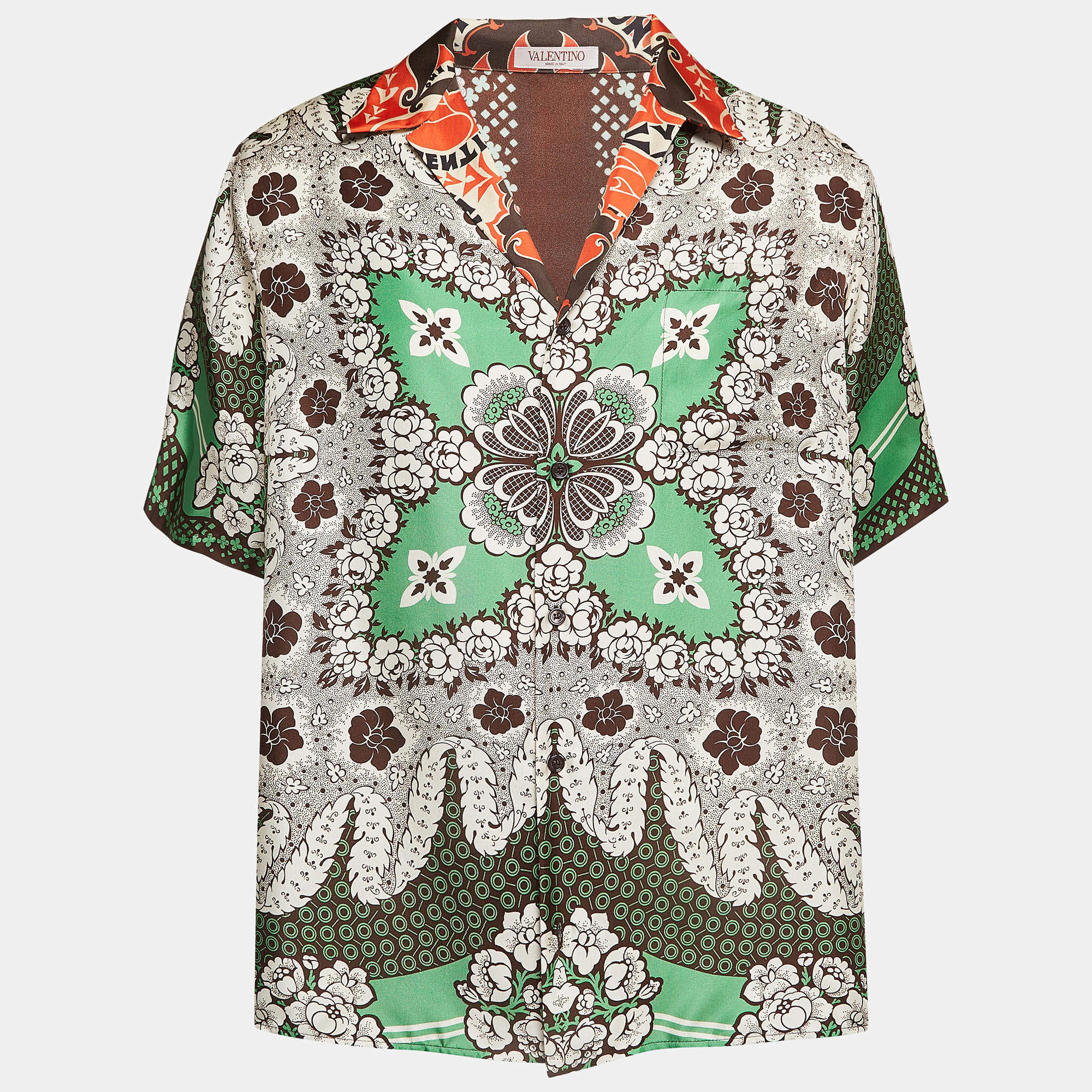 Pre Owned Valentino Peony Printed Silk Shirt M