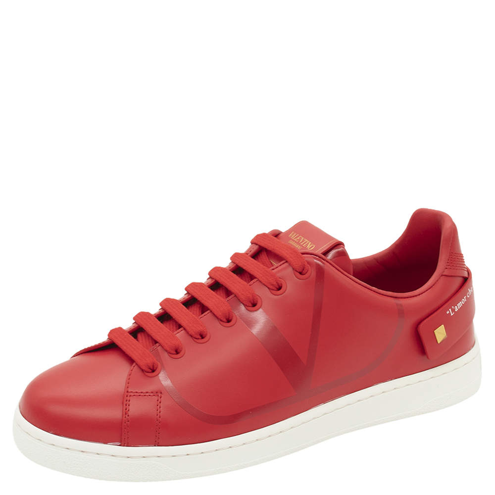 bovenste verwijzen Sloppenwijk Valentino Red Leather Love Lab Backnet Sneakers Size 45 Valentino | TLC