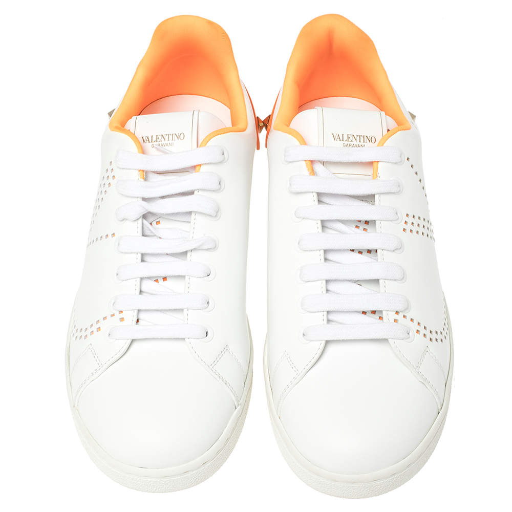 Leather Sneakers Valentino Sneaker Orange Valentino White