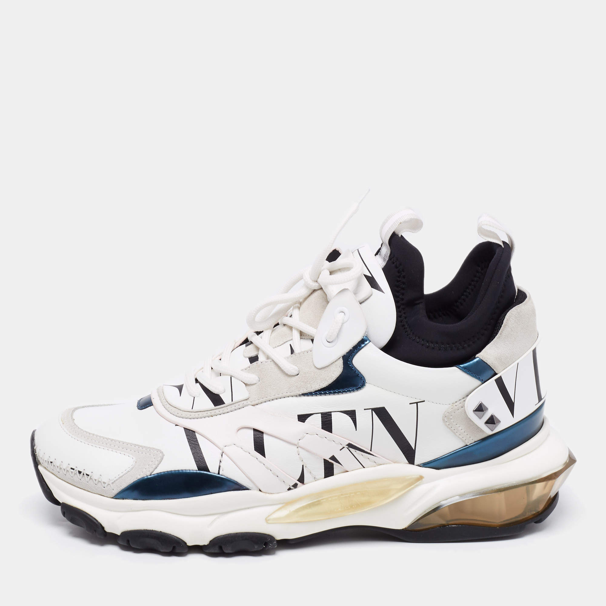 Valentino Multicolor Leather And Suede Lace Up Sneakers  Size 44