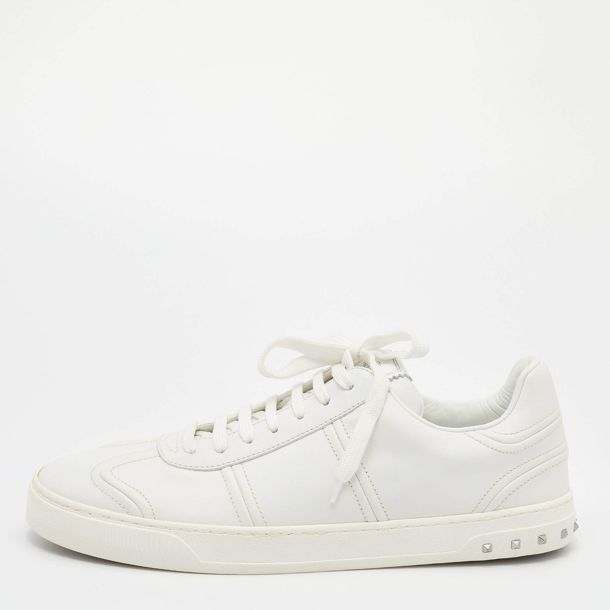 Valentino White Leather Flycrew Low Top Sneakers Size 45