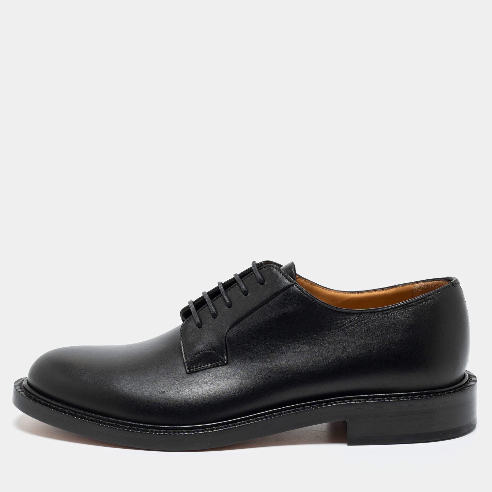 Pre Owned Valentino Black Leather Lace Up Derby Size 42