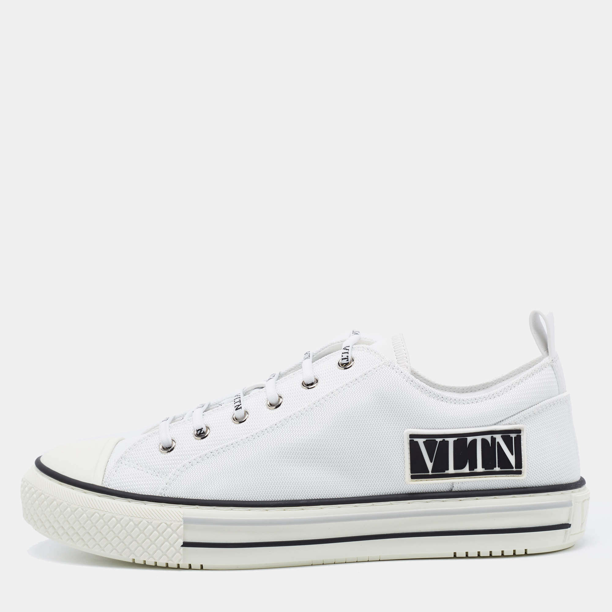 Valentino White Canvas VLTN  Low Top Sneakers Size 42