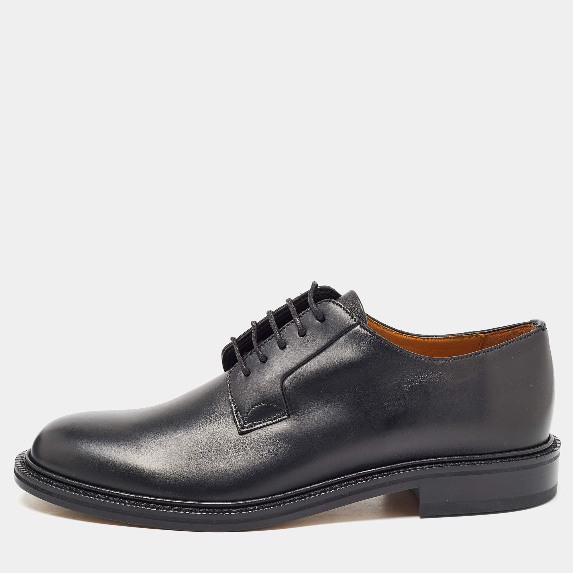Pre Owned Valentino Black Leather Lace Up Oxford Size 42