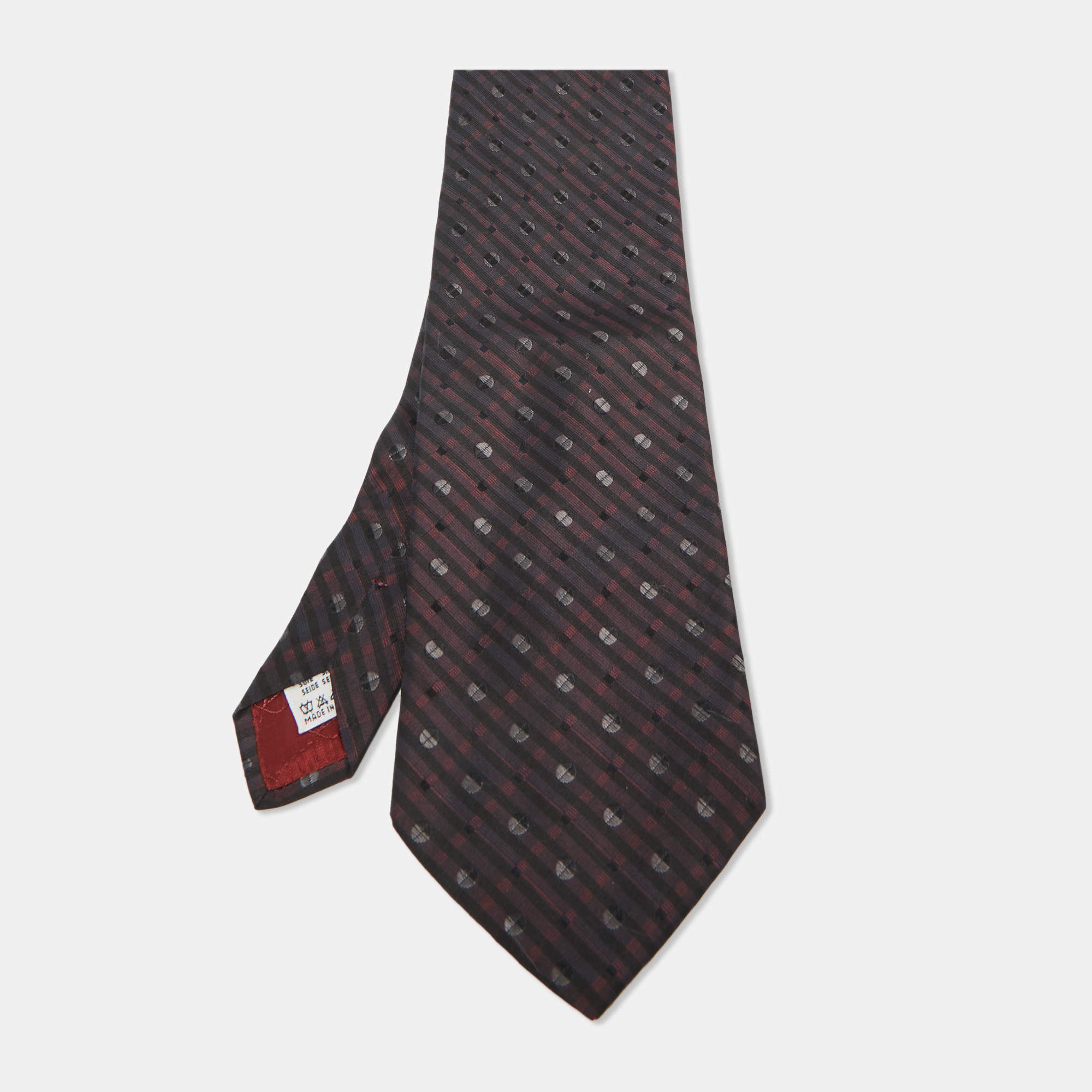  Valentino Cravatte Burgundy Patterned Silk Traditional Tie