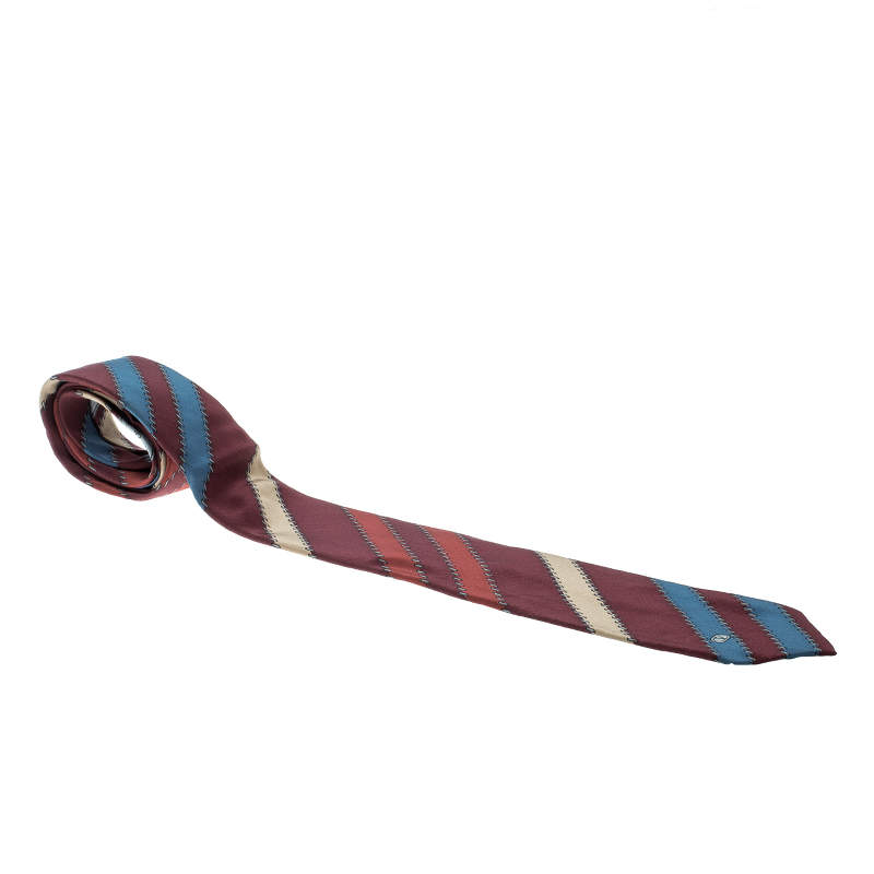 Valentino Cravatte Vintage Multicolor Striped Silk Tie