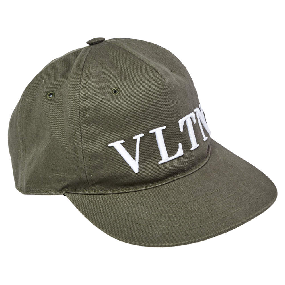 Valentino Green Logo Embroidered Cotton Canvas Cap