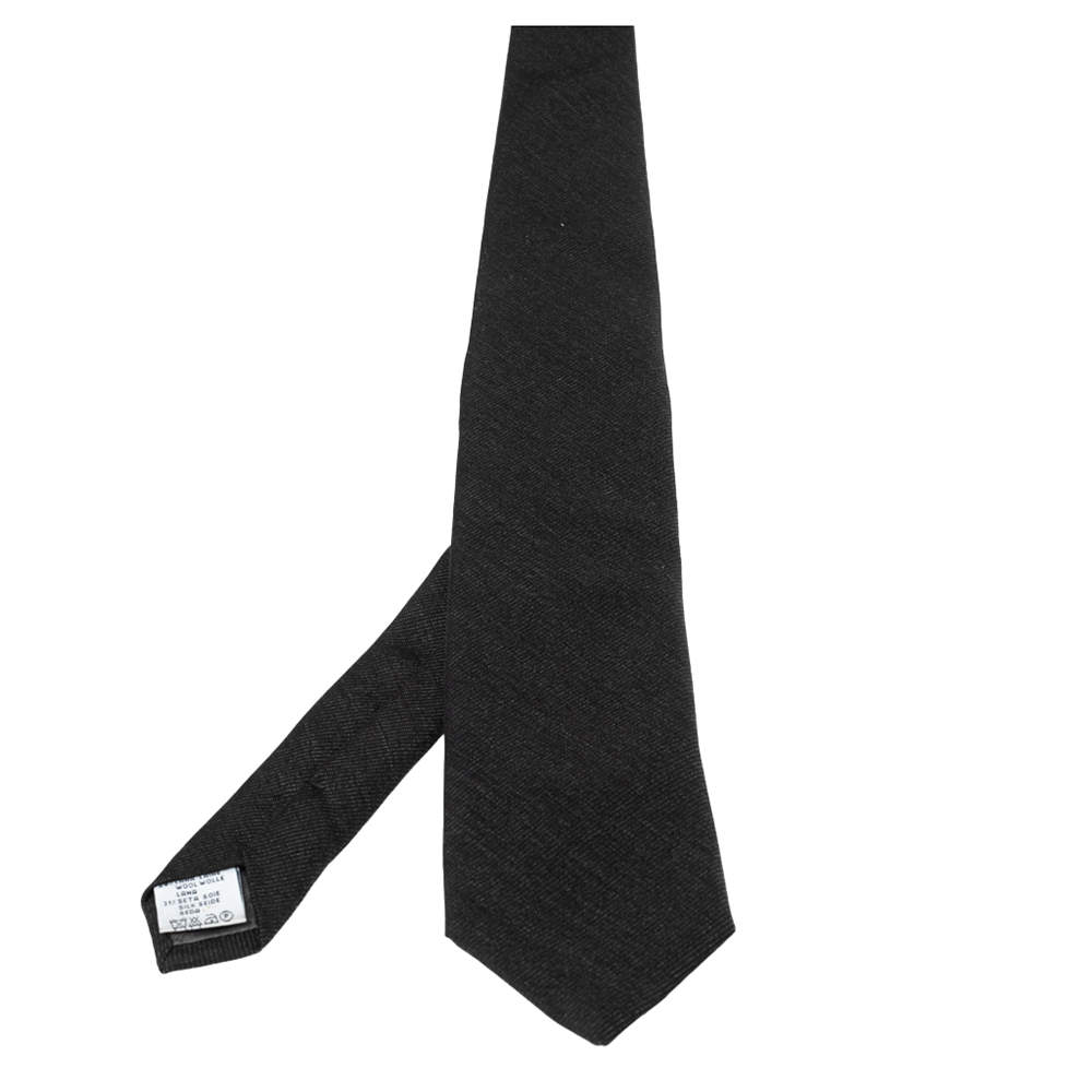 Valentino Charcoal Black Silk Wool Tie Valentino | The Luxury Closet