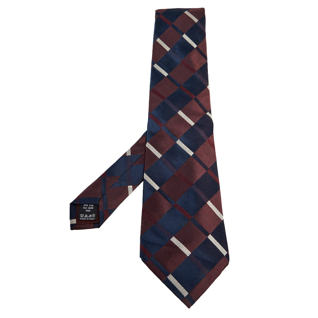 مملوكة مسبقًا Valentino Navy Blue Patterned Silk Jacquard Tie