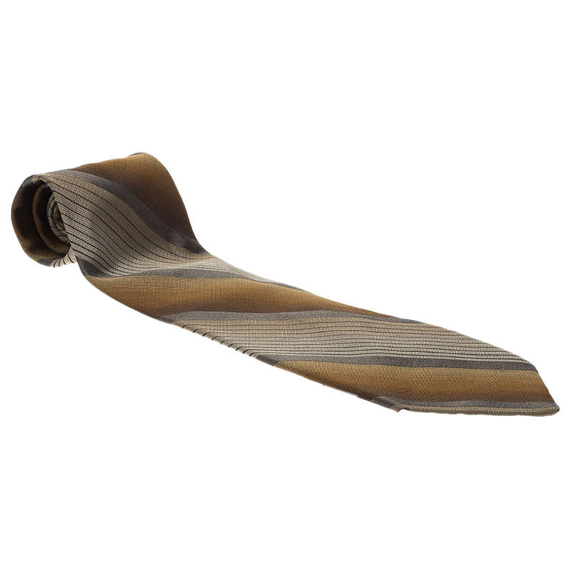 Valentino Brown Striped Silk Tie