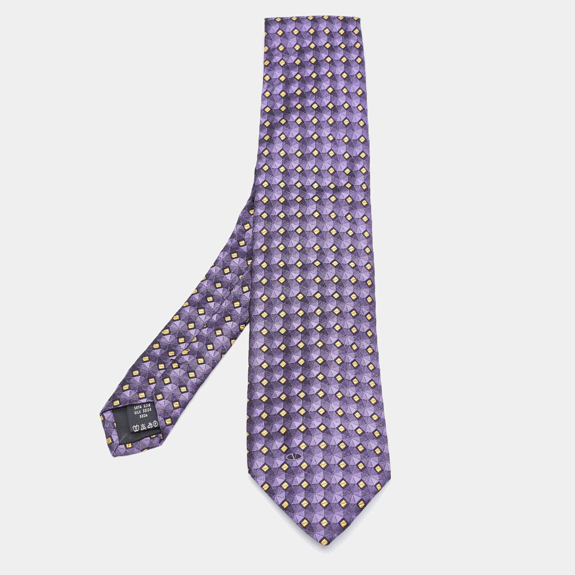 Valentino Purple Patterned Silk Traditional Tie 