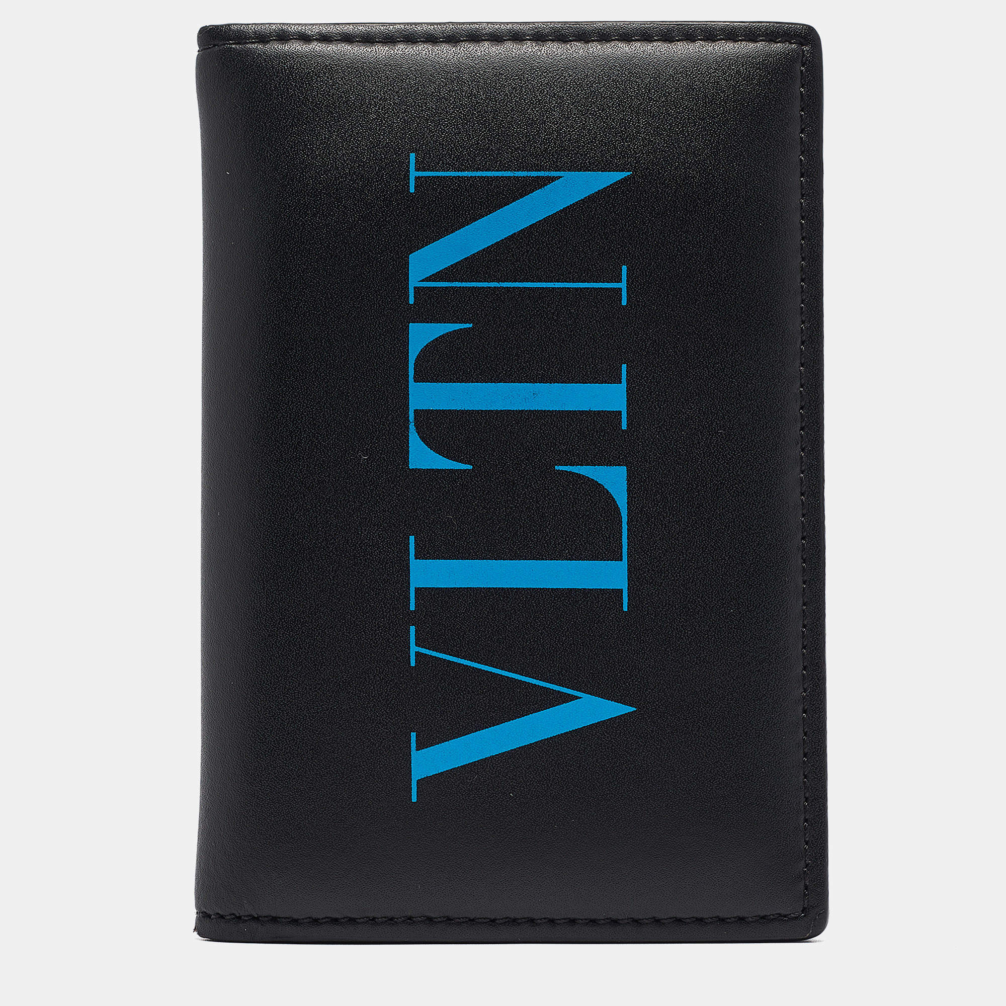 Valentino Black Leather VLTN Bifold Card Holder