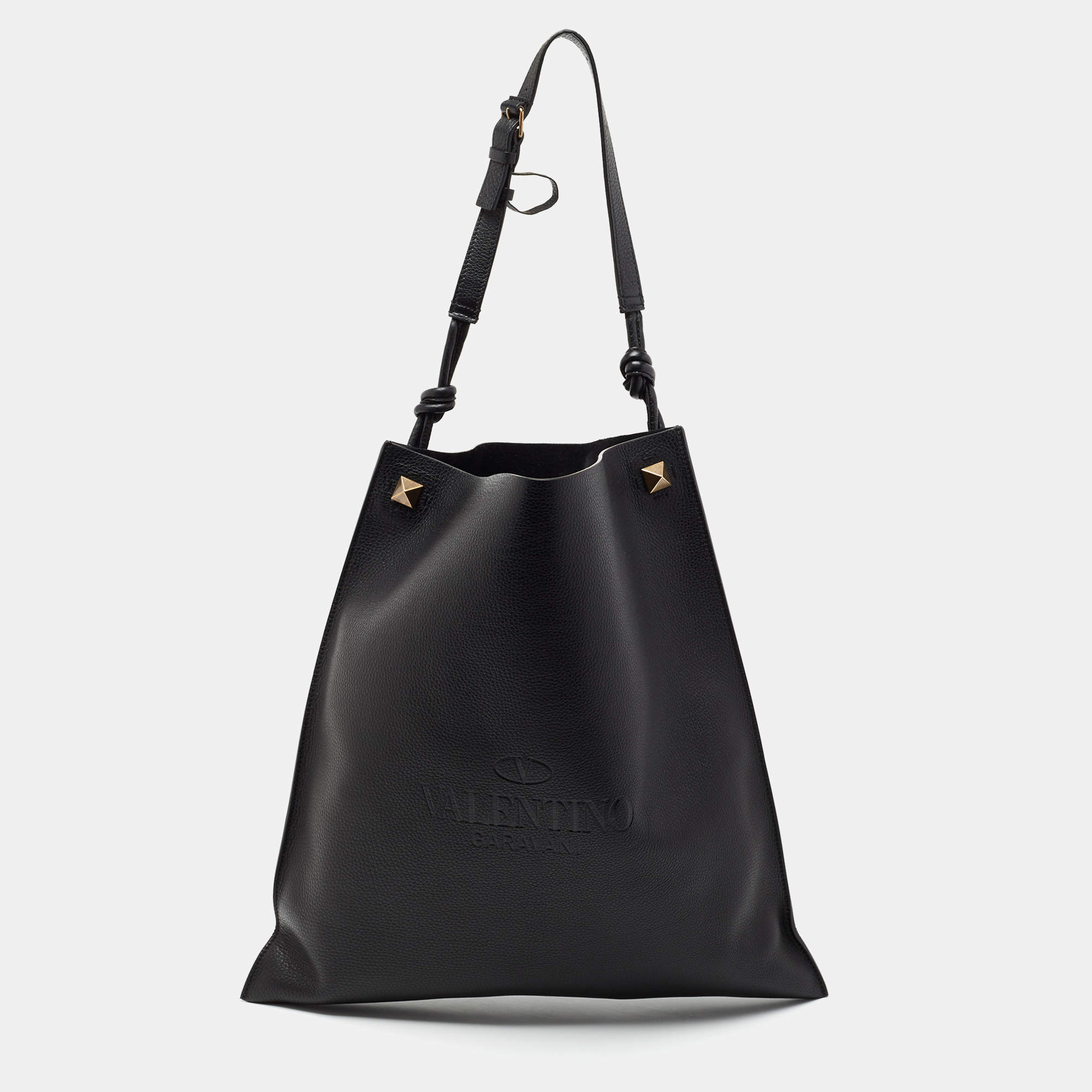 Valentino Black Leather Identity Tote