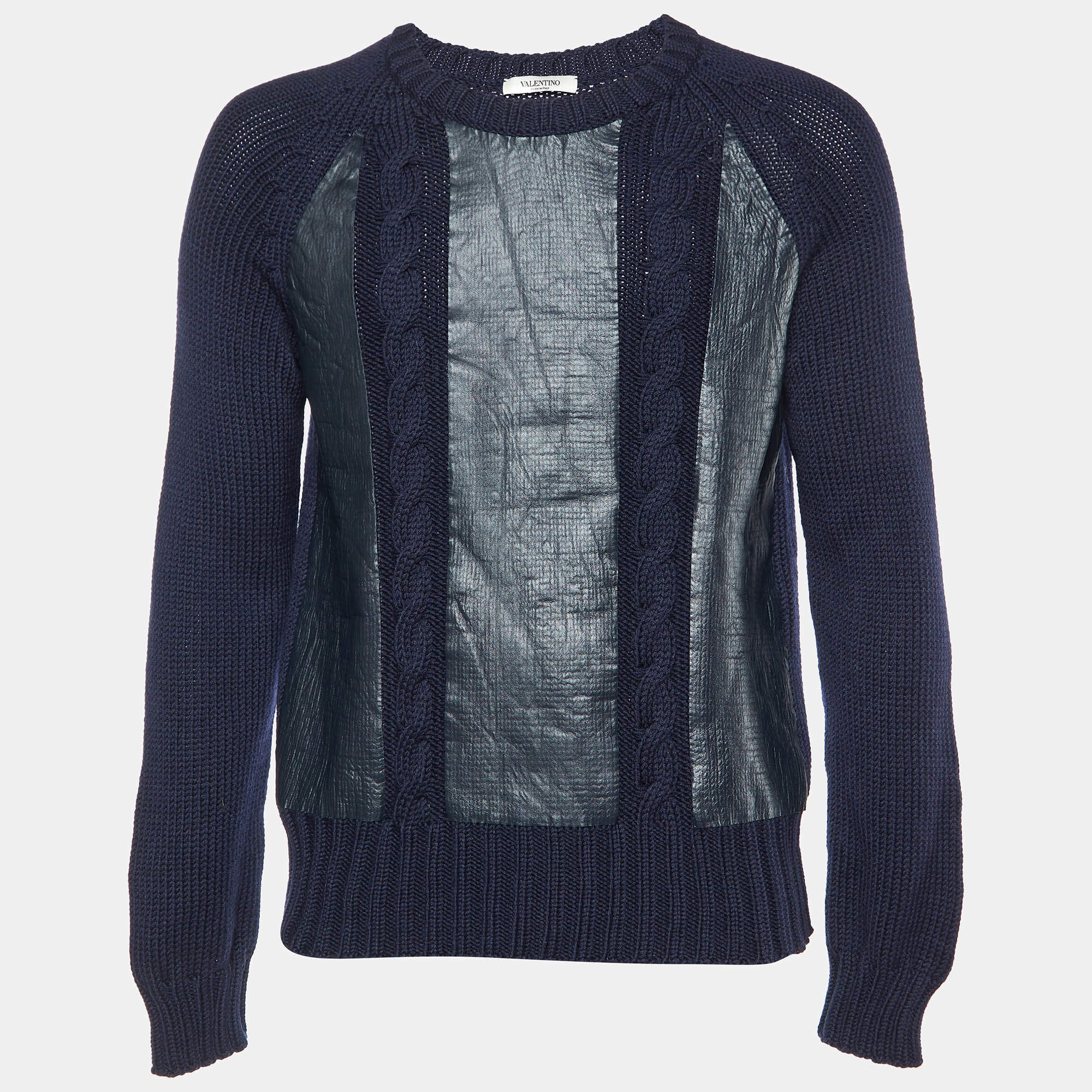 Valentino Navy Blue Printed Wool Knit Jumper XS