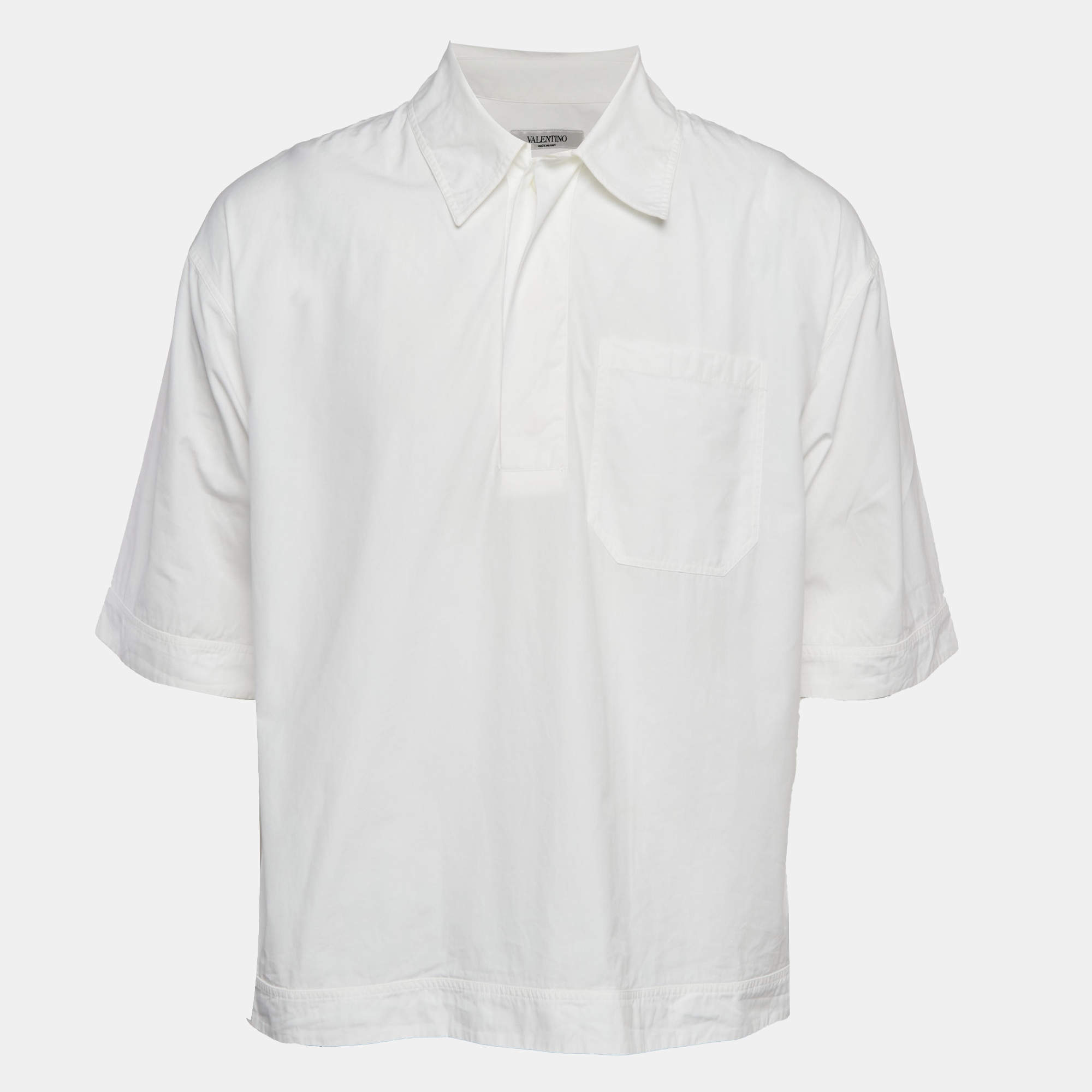 Pre Owned Valentino White Cotton Half Placket Shirt M