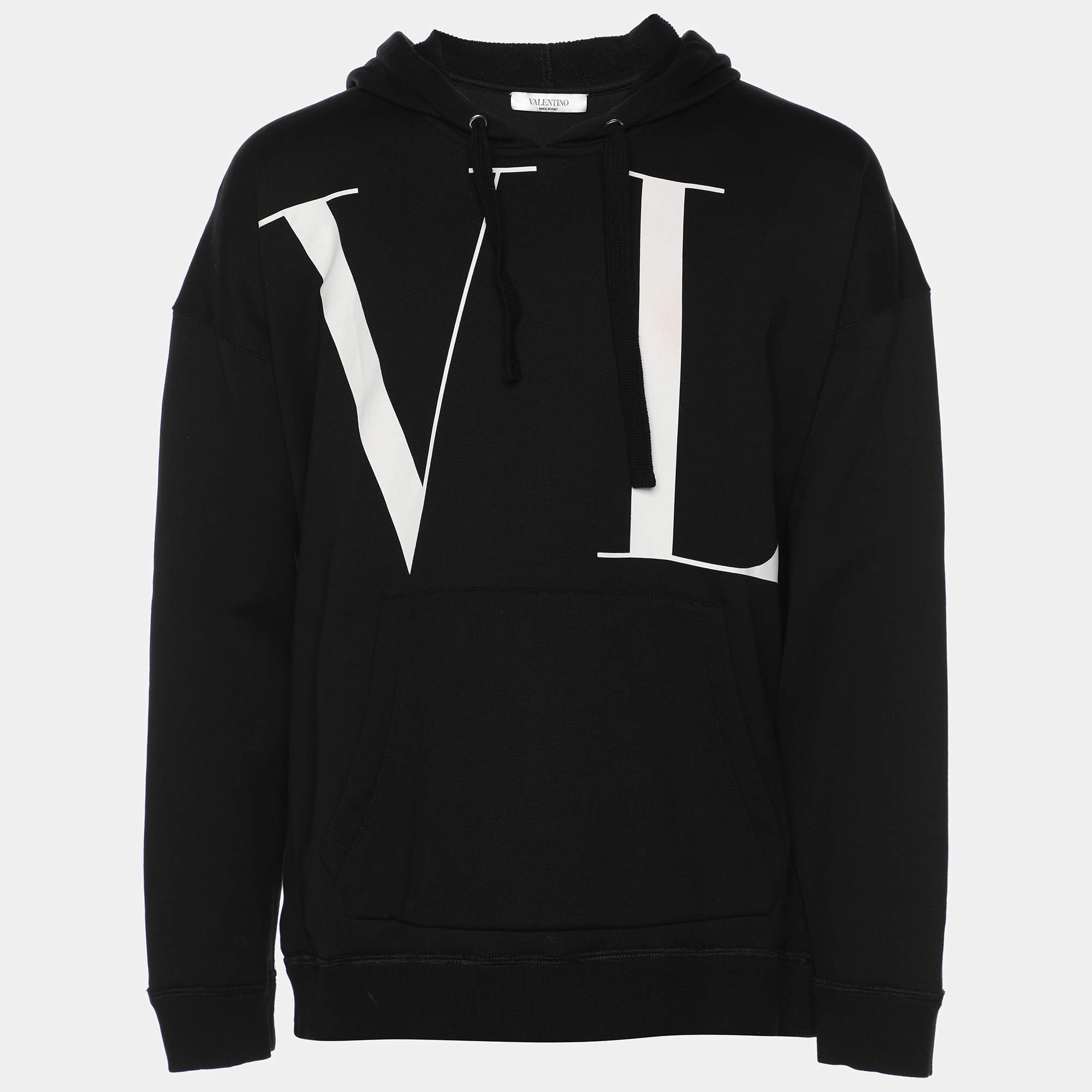 Pre Owned Valentino Black Cotton Blend VLTN Hoodie S