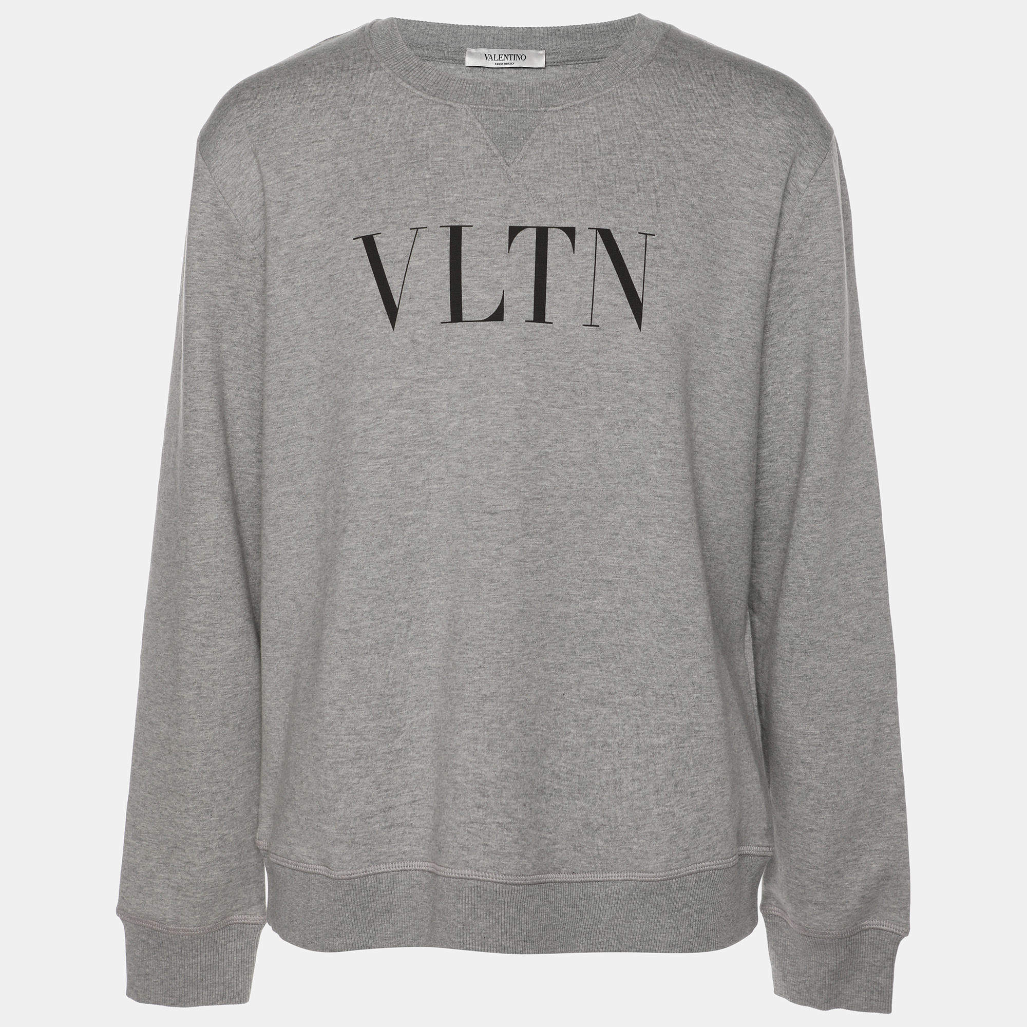 Valentino Grey Cotton Blend VLTN  Long Sleeve Sweater L