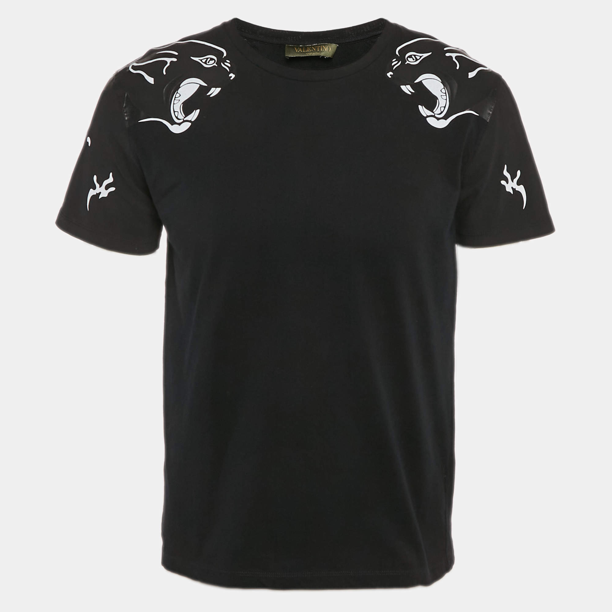 Valentino Black Panther Print Cotton Crew Neck T-Shirt S