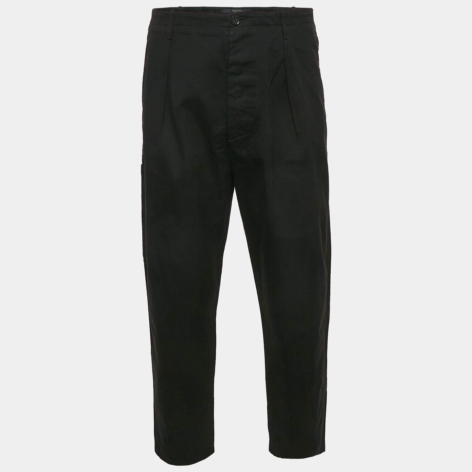 Valentino Black Gabardine Tapered Cargo Pants XXL