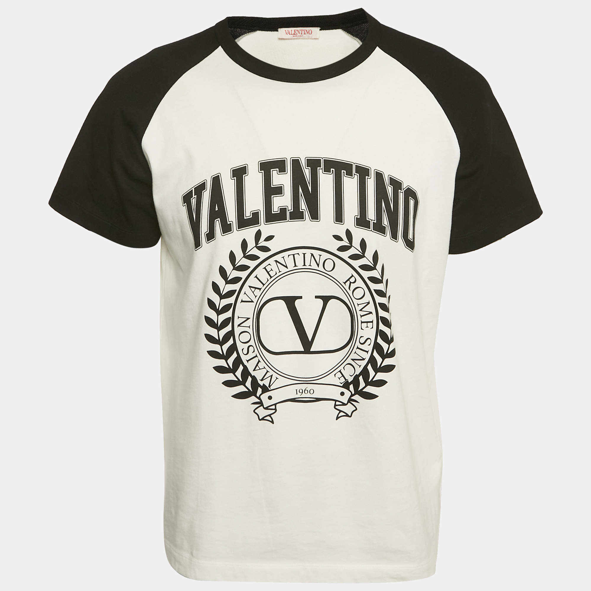 Valentino White/Black Printed Jersey Raglan Sleeve T-Shirt M
