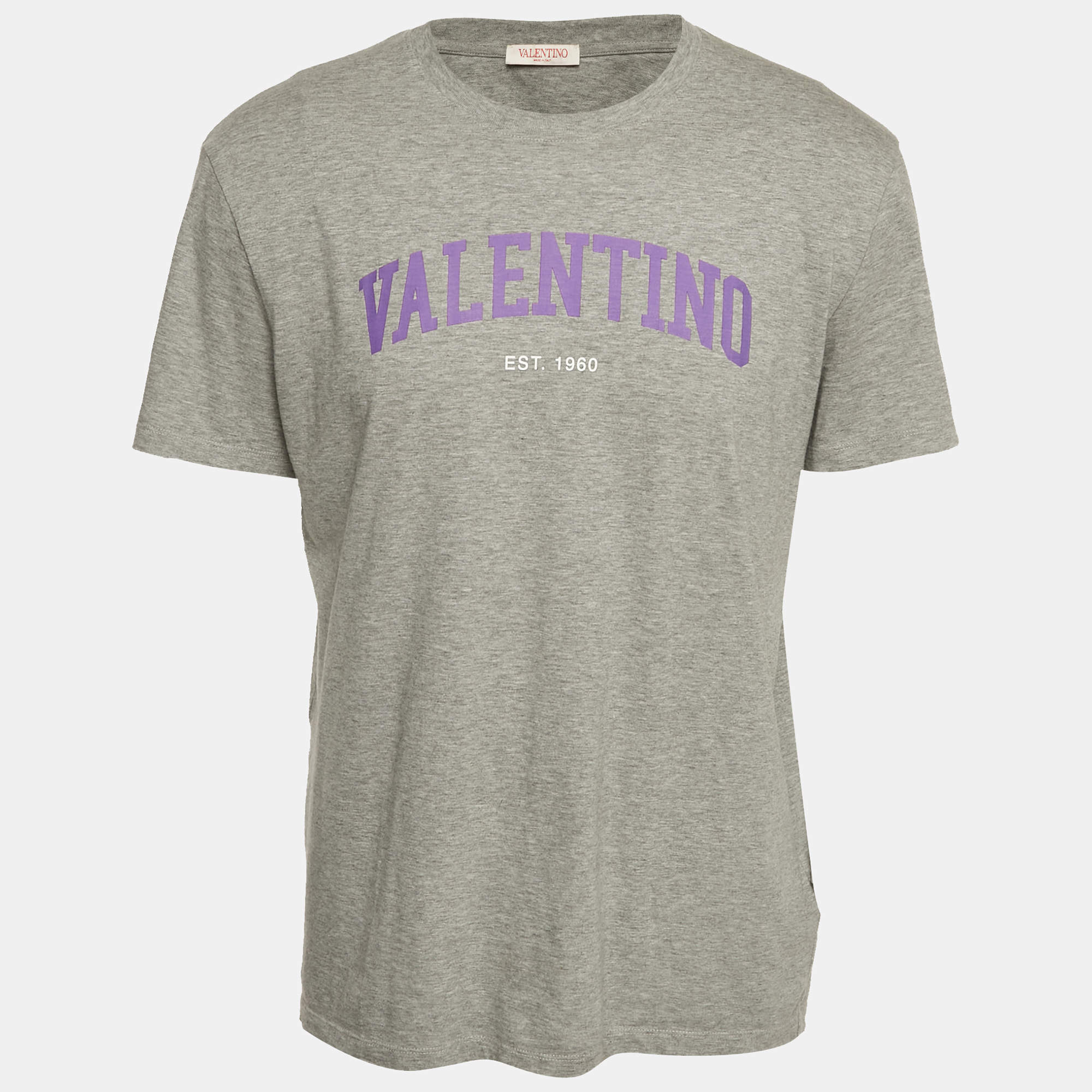 Pre Owned Valentino Grey Printed Jersey T-Shirt L