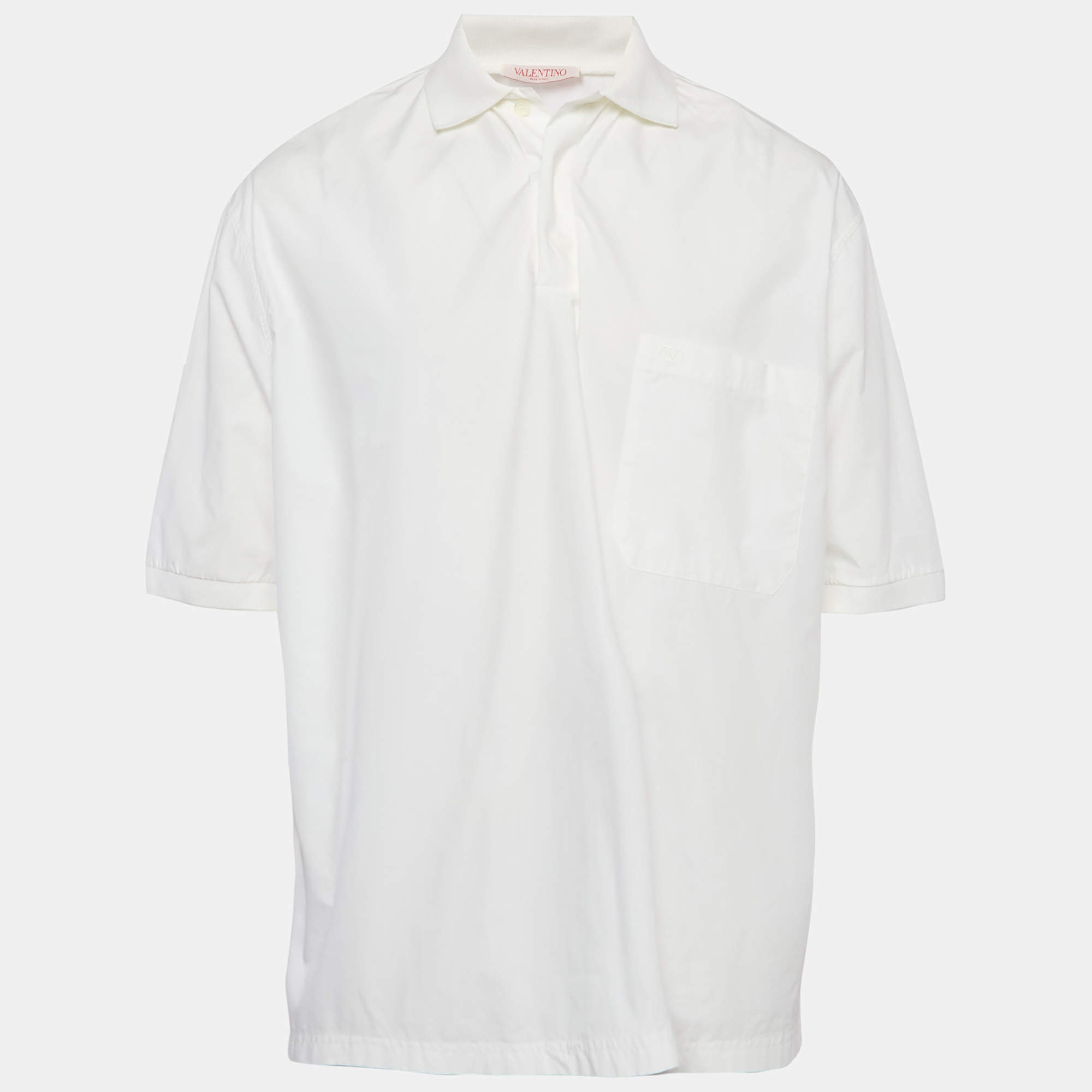Valentino White Cotton Oversized Short Sleeve Shirt XS