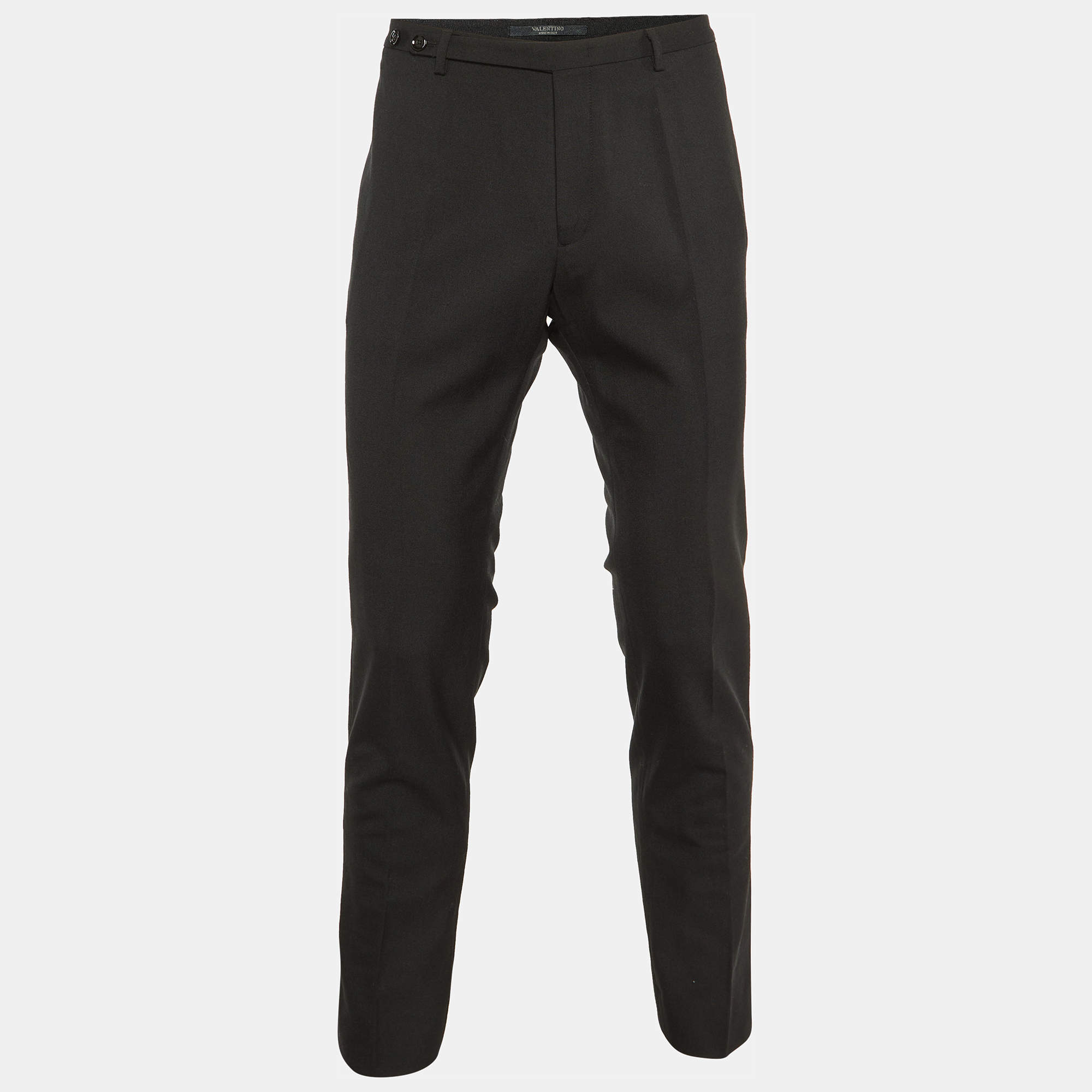 Valentino Black Wool Tailored Trousers M/Waist 33"