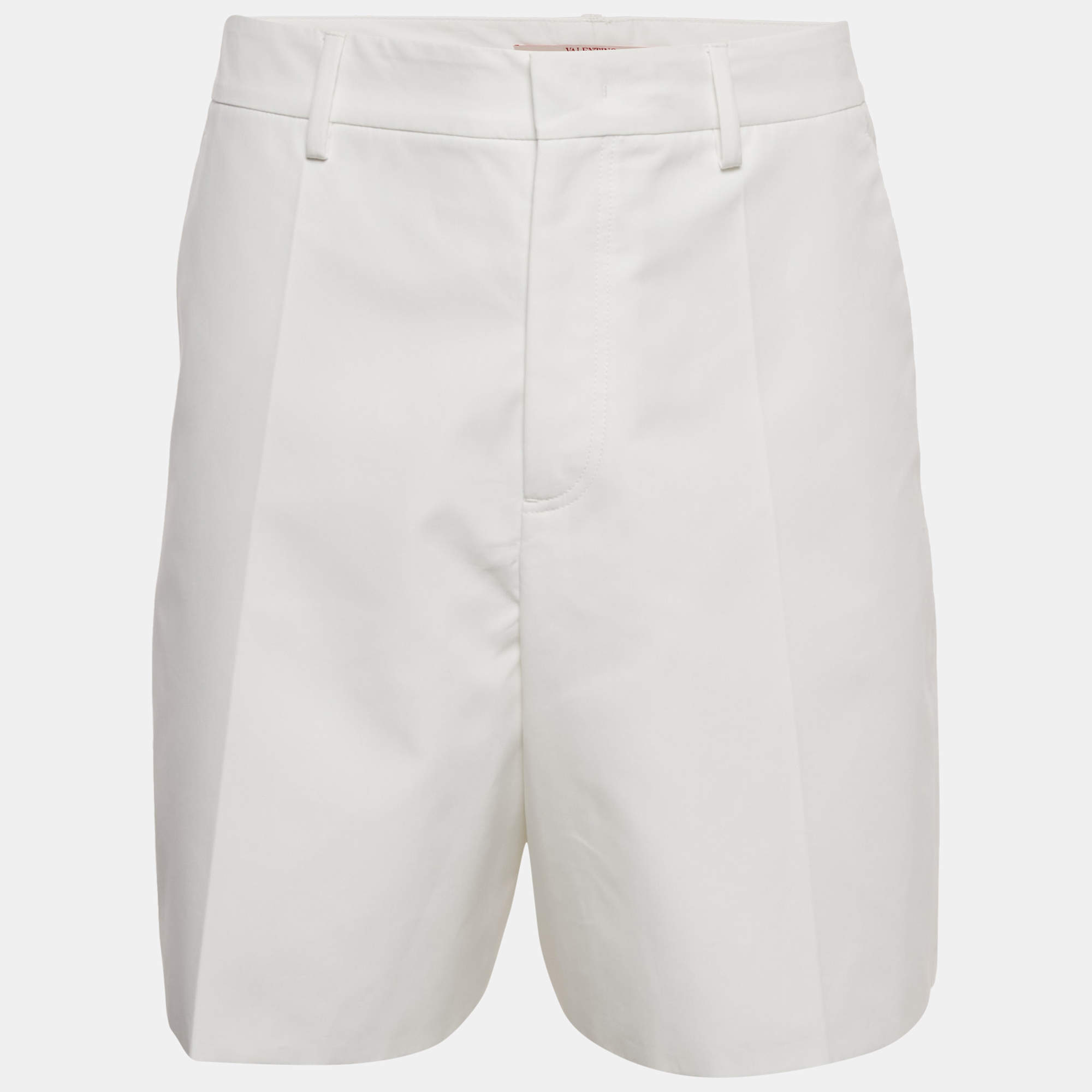 Pre Owned Valentino White Cotton Straight Leg Shorts M