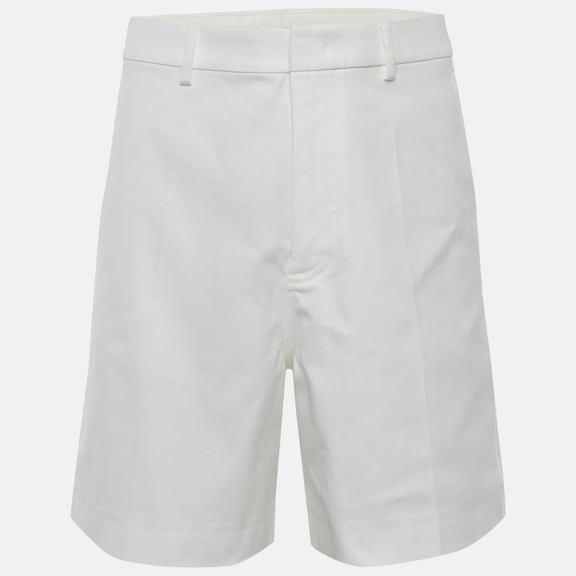 Valentino White Stretch Cotton Canvas V Detail Bermuda Shorts M