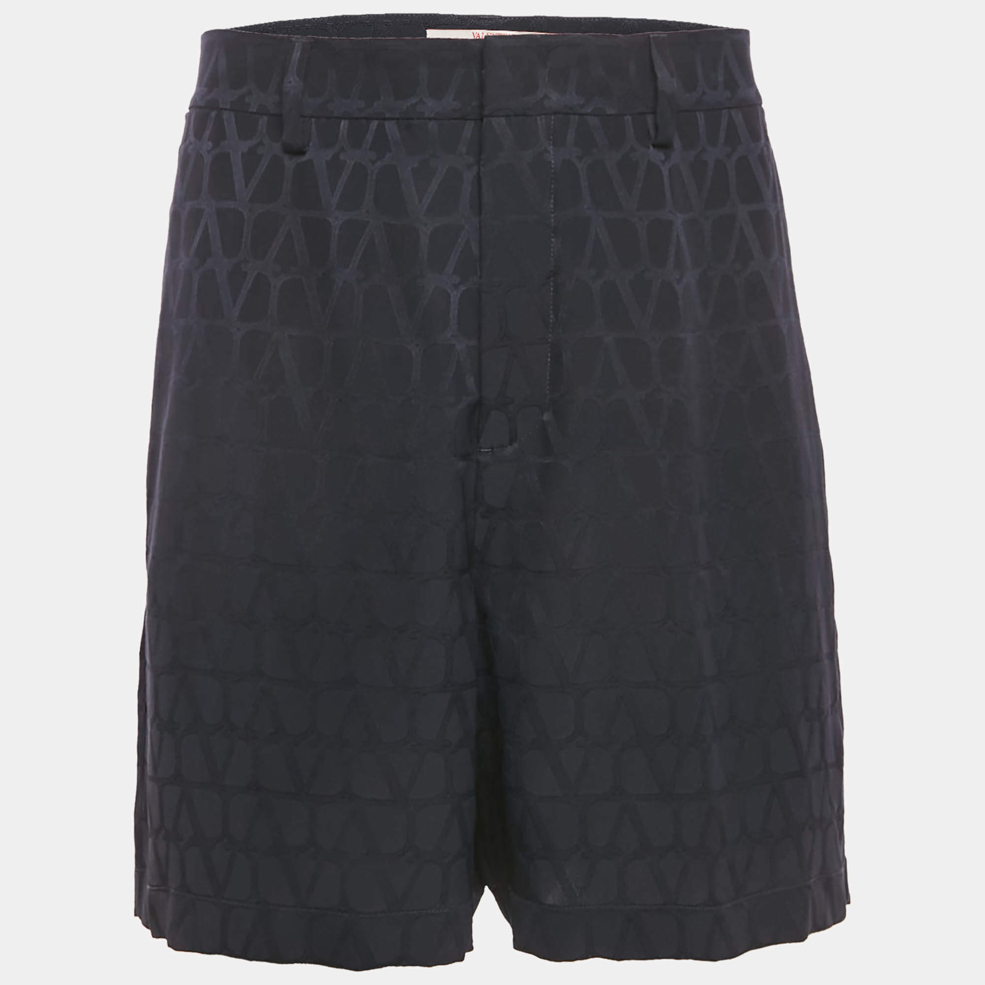 Valentino Black Logo Jacquard Silk Shorts M Valentino | TLC