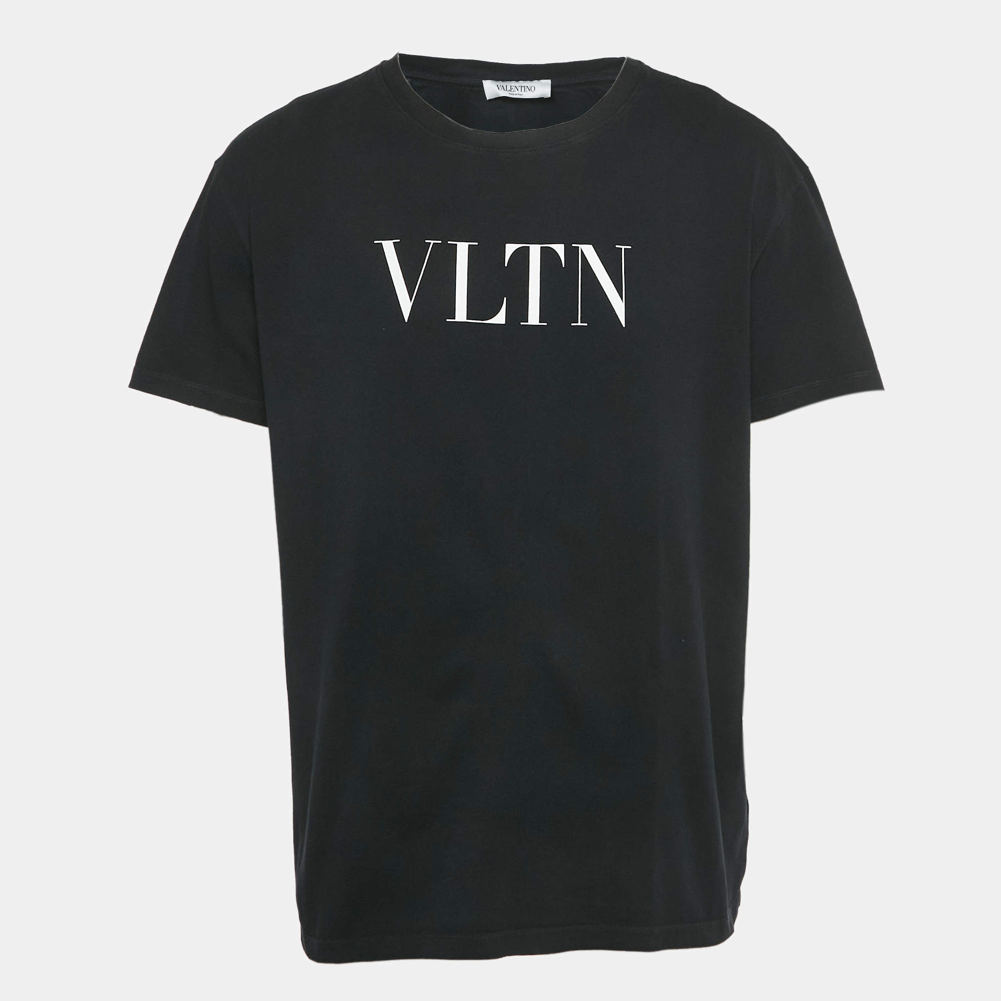 مملوكة مسبقًا Valentino Black Logo Print Cotton T-Shirt XL