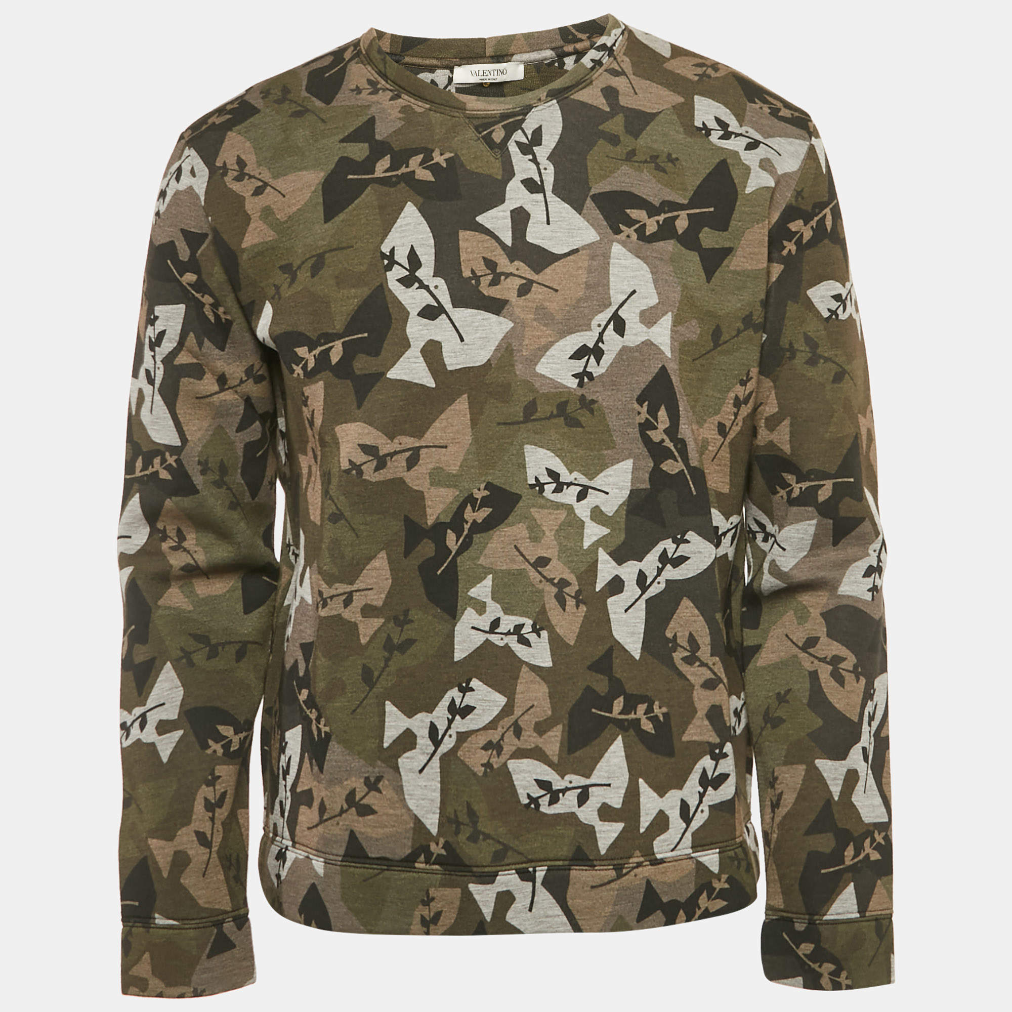 مملوكة مسبقًا Valentino Green Camouflage Print Neoprene Sweatshirt M