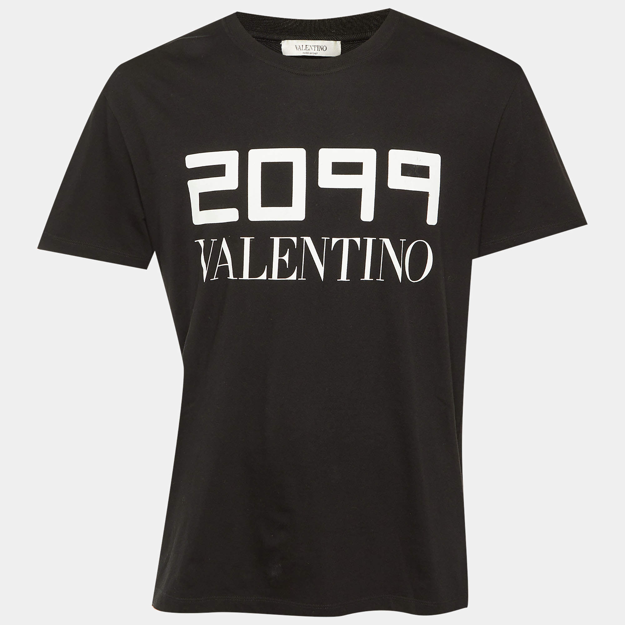 مملوكة مسبقًا Valentino Black 2099 Print Cotton Crew Neck T-Shirt L