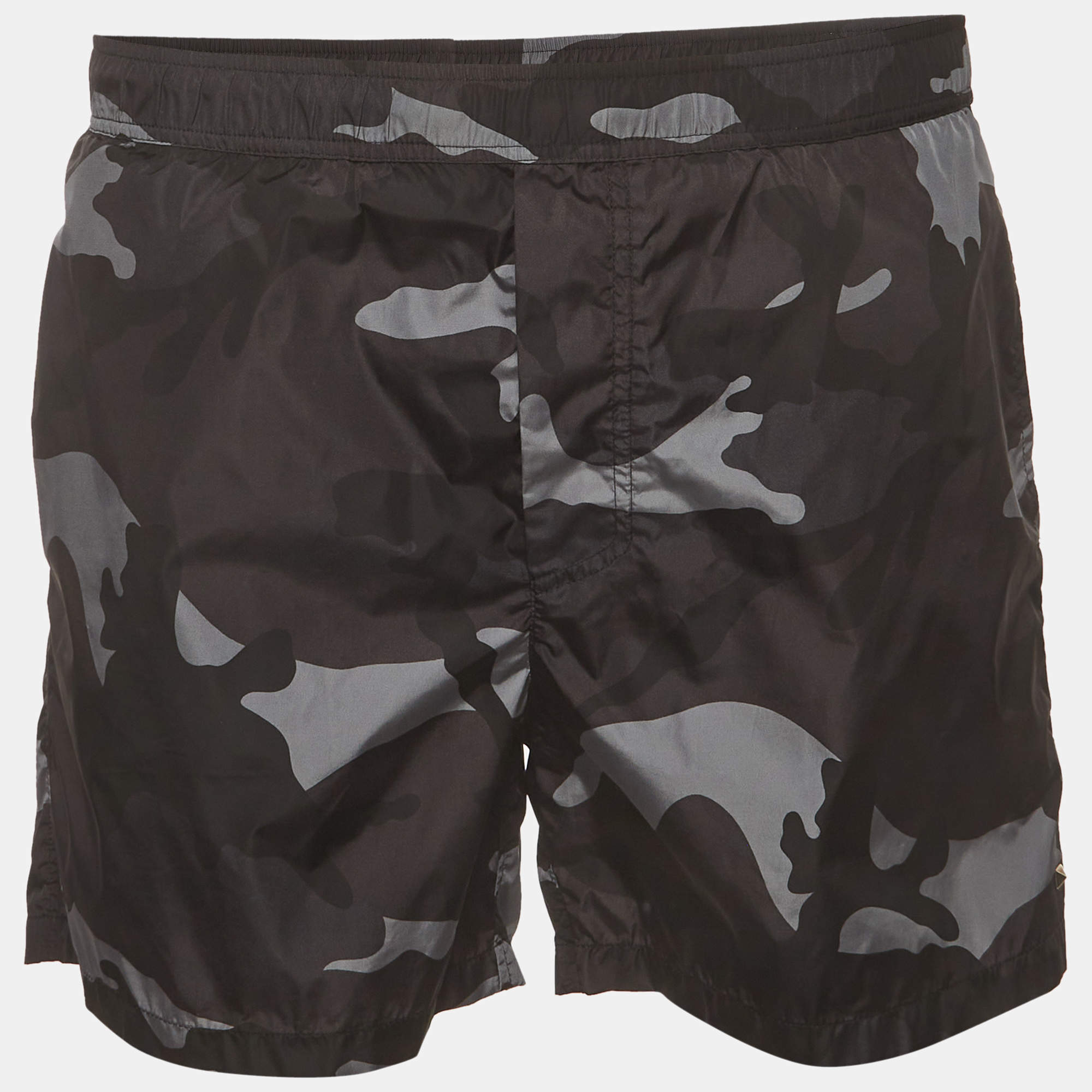 مملوكة مسبقًا Valentino Black/Grey Camouflage Print Nylon Swim Shorts M