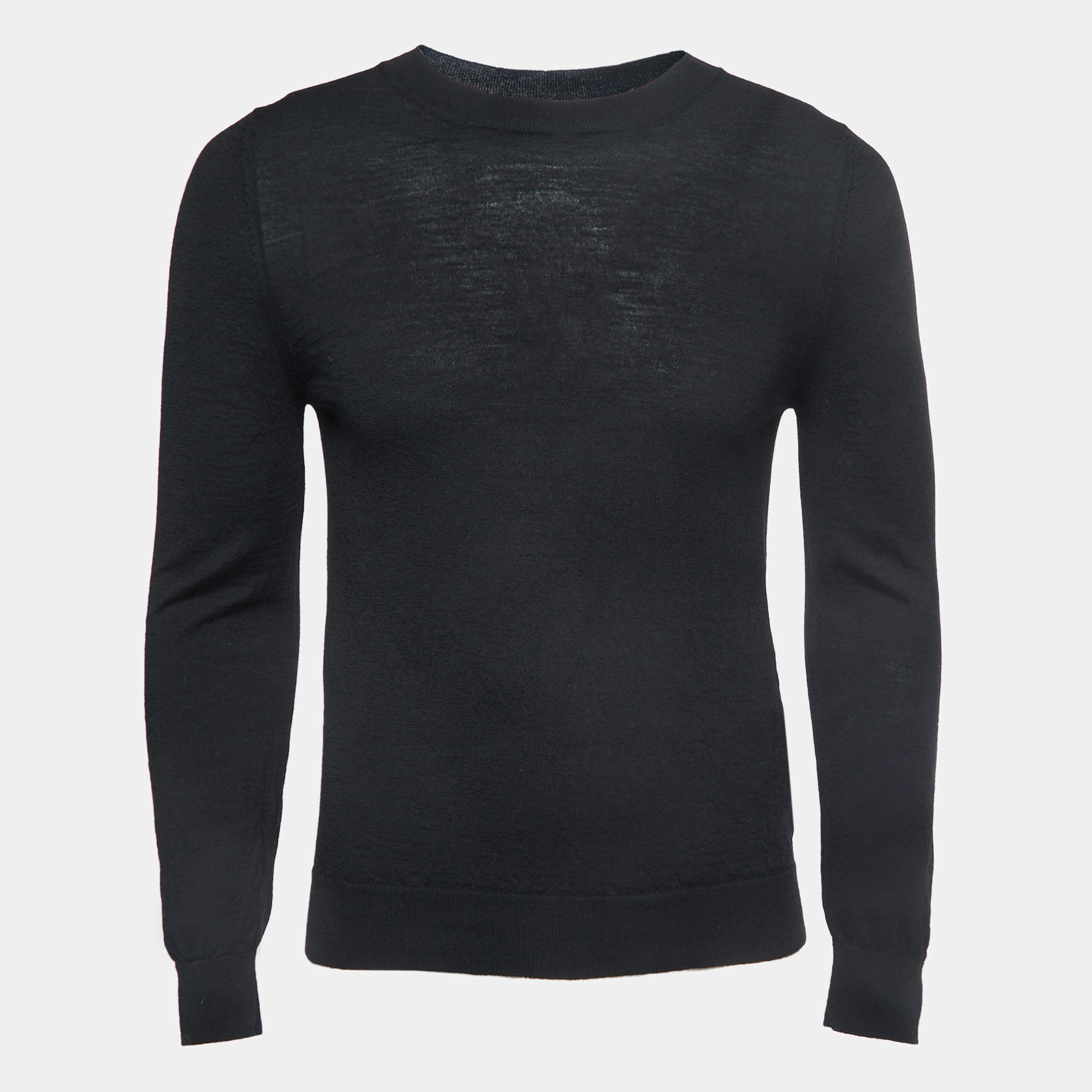 Pre Owned Valentino Black Wool Crew Neck Sweater M