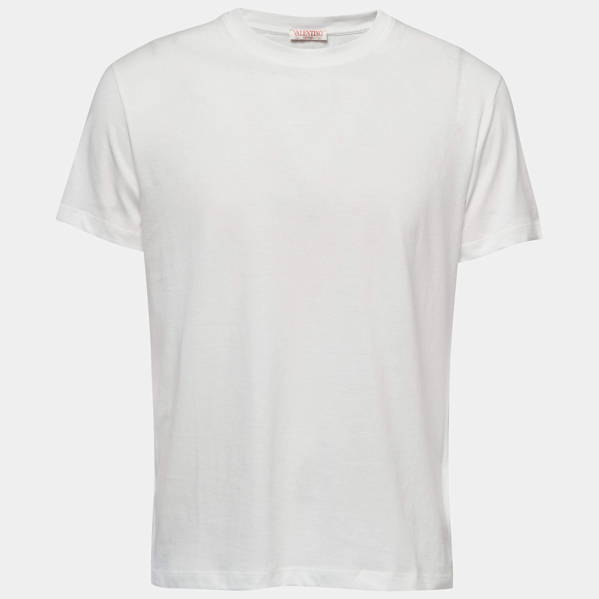 مملوكة مسبقًا Valentino White Cotton Crew Neck Half Sleeve T-Shirt M
