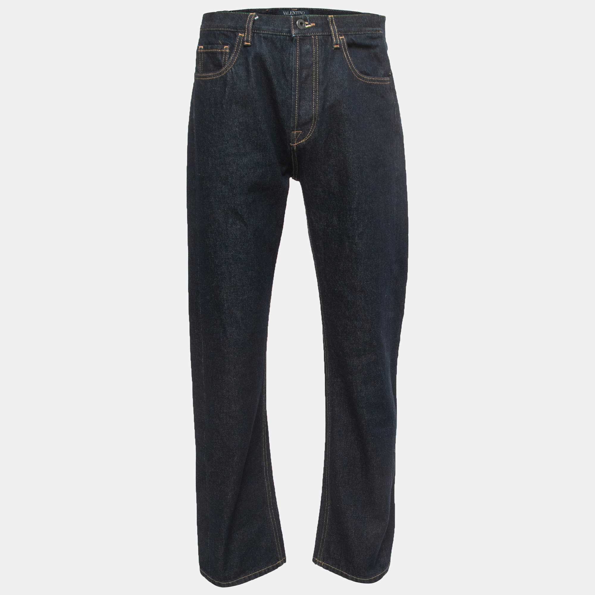Pre Owned Valentino Dark Blue Denim Jeans M Waist 33"