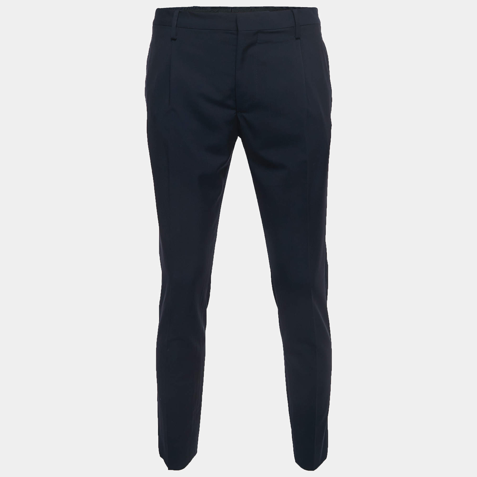 Valentino Navy Blue Wool Tailored Trousers S
