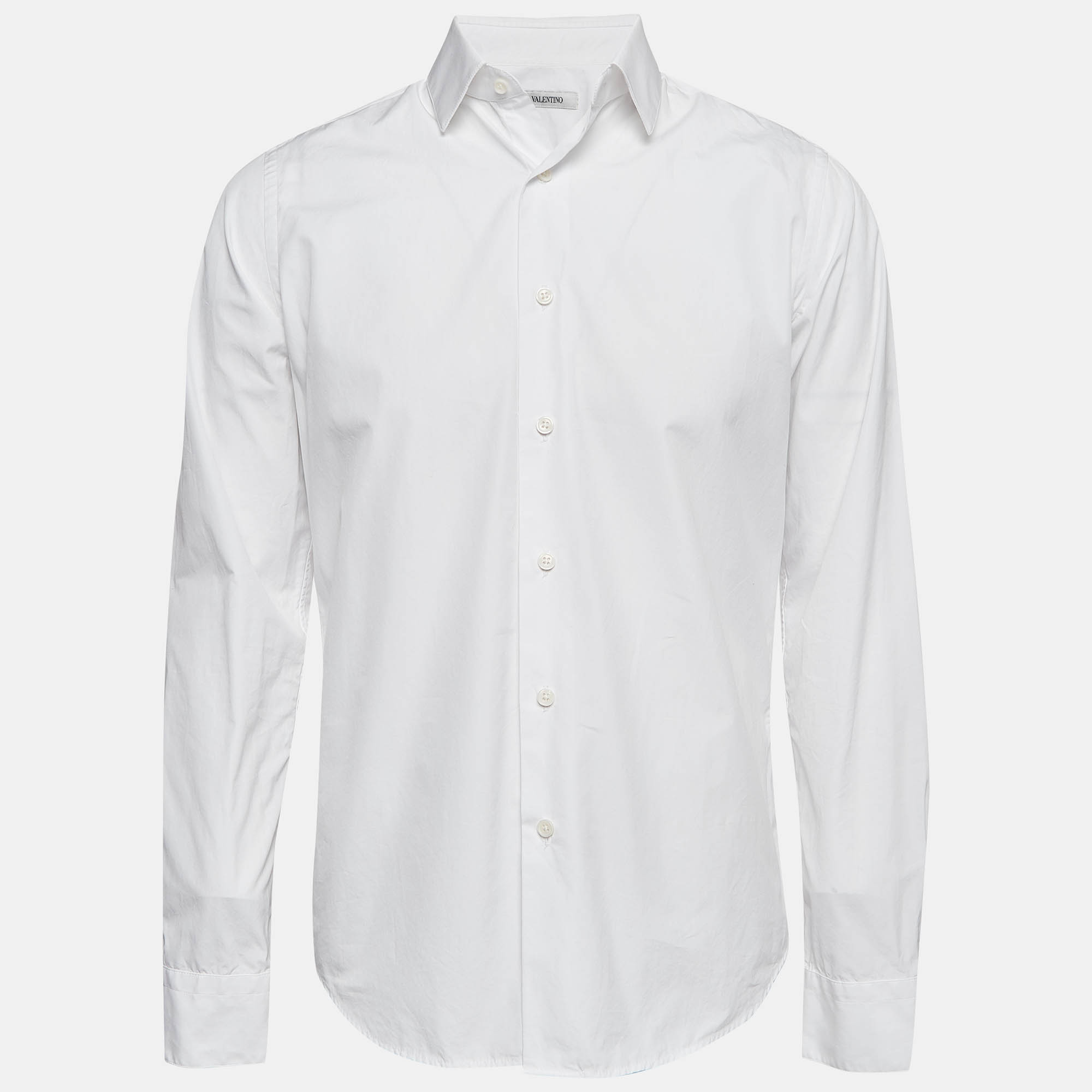 Pre Owned Valentino White Cotton Long Sleeve Shirt M